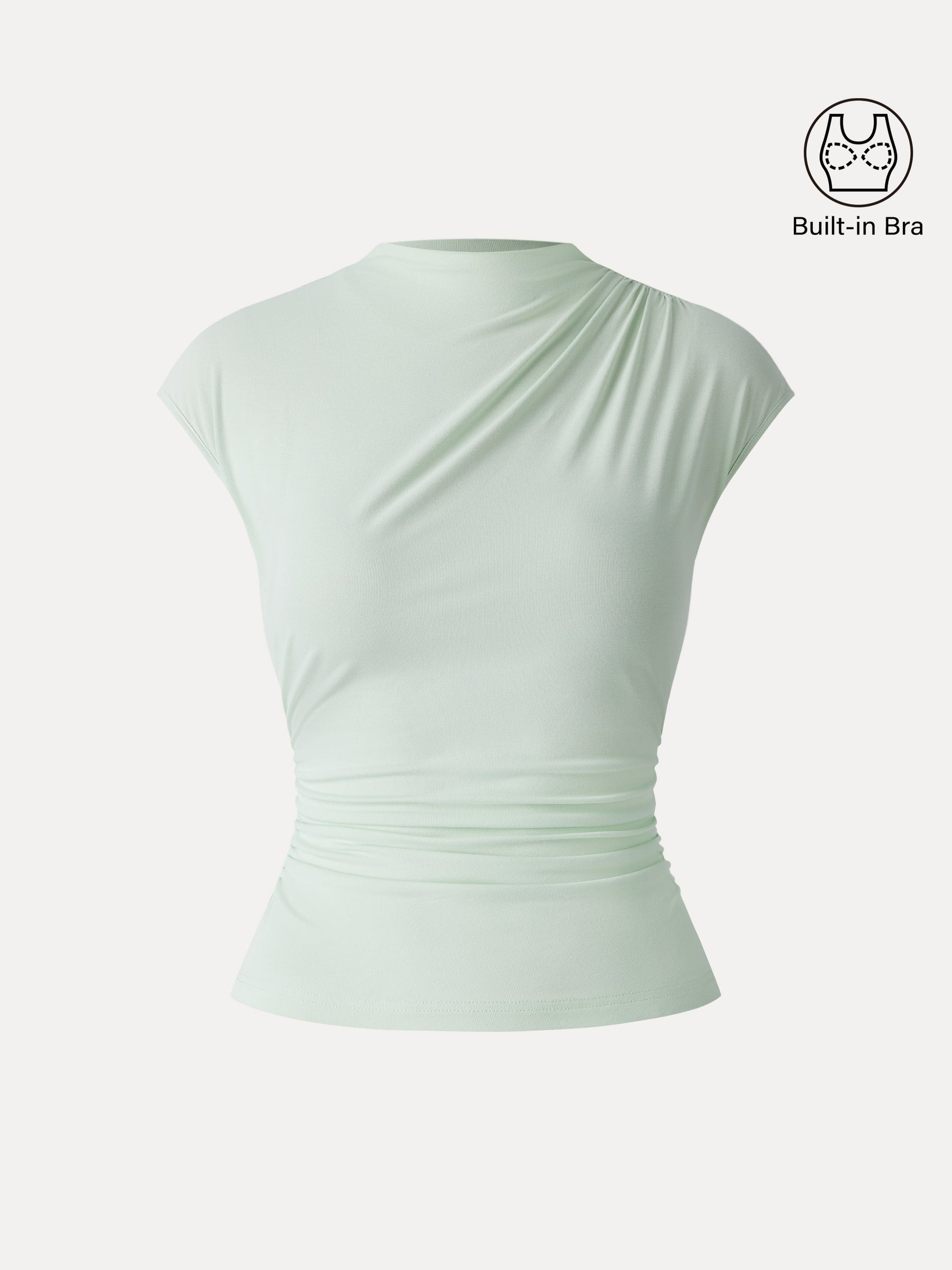 SkinKiss Mockneck Ruched Cropped Bra Top