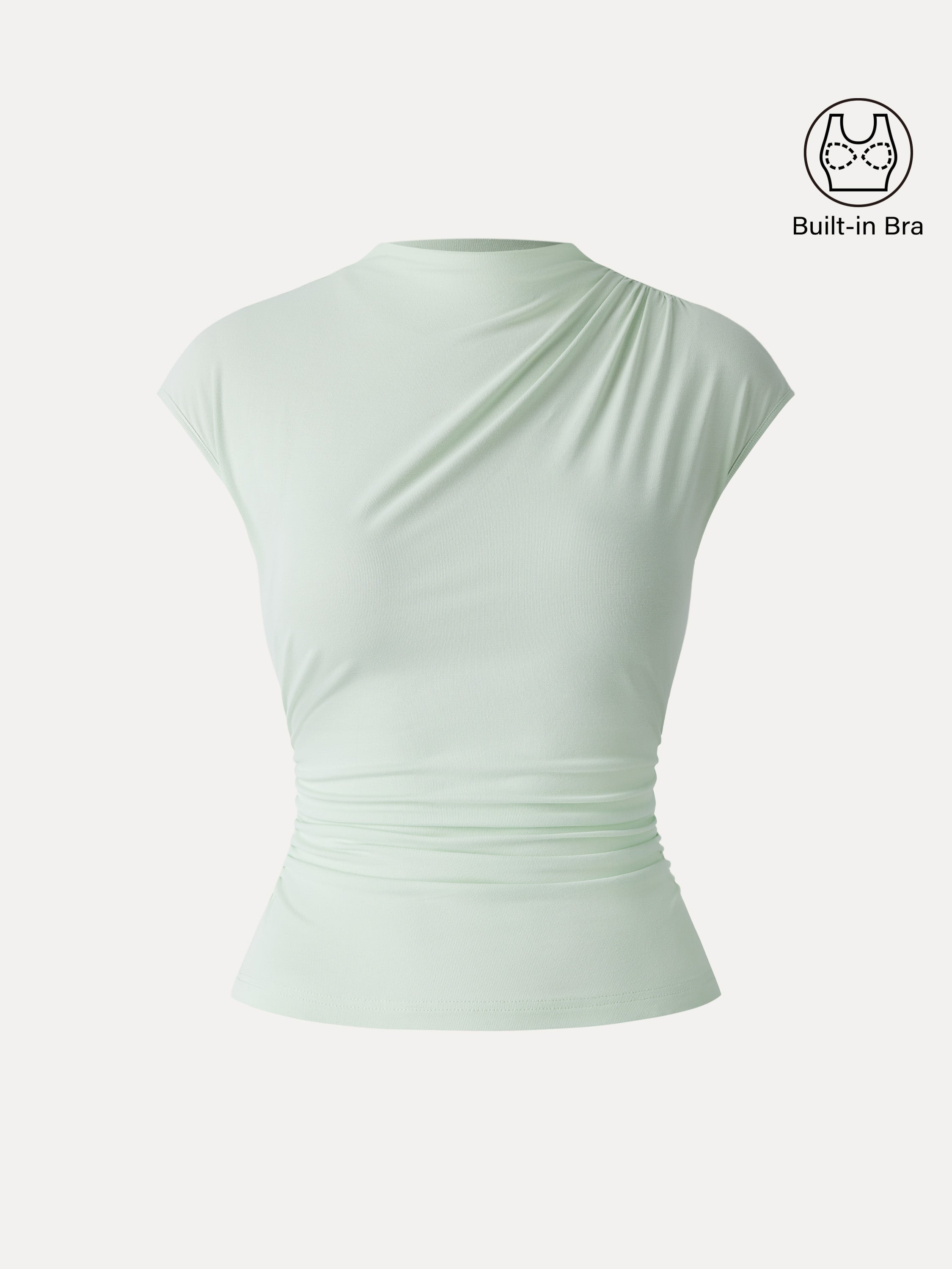 SkinKiss Mockneck Ruched Cropped Bra Top