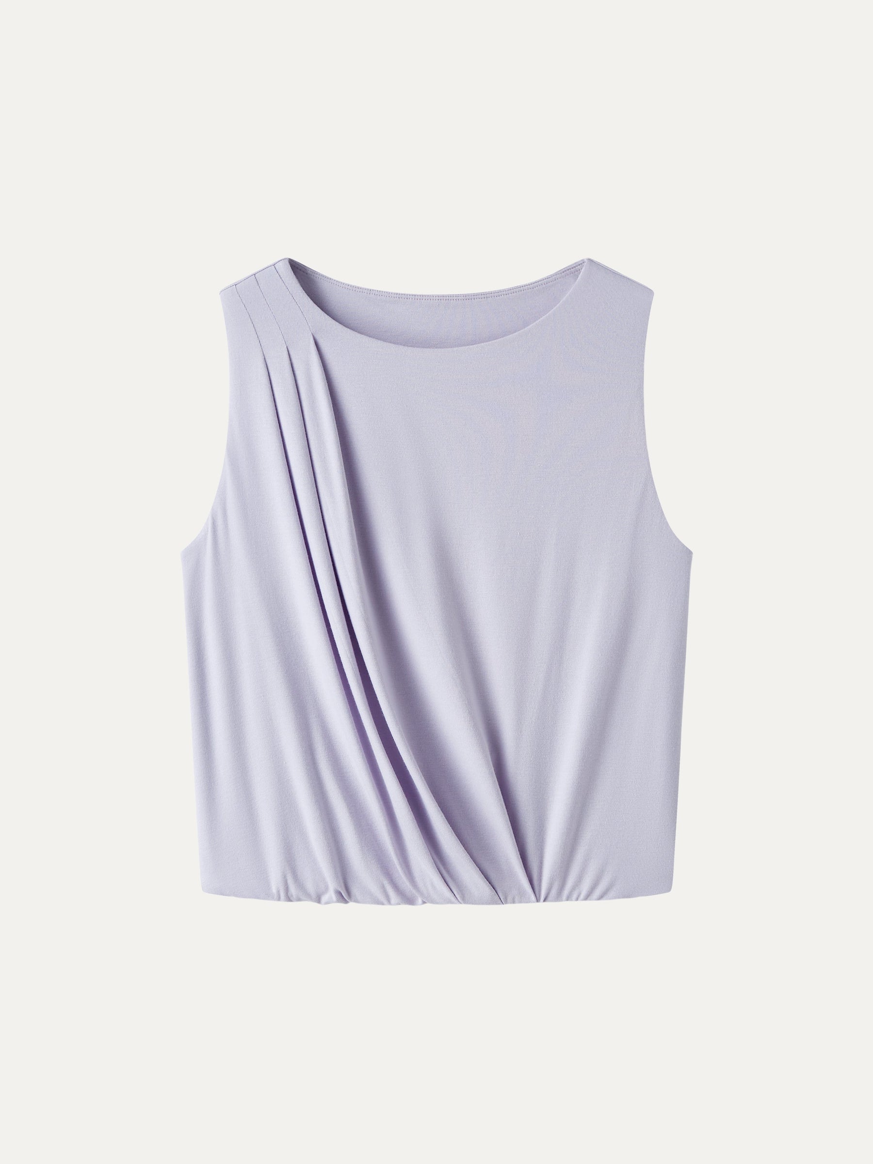 CoolTouch Boatneck Gathered Hem Cropped Top