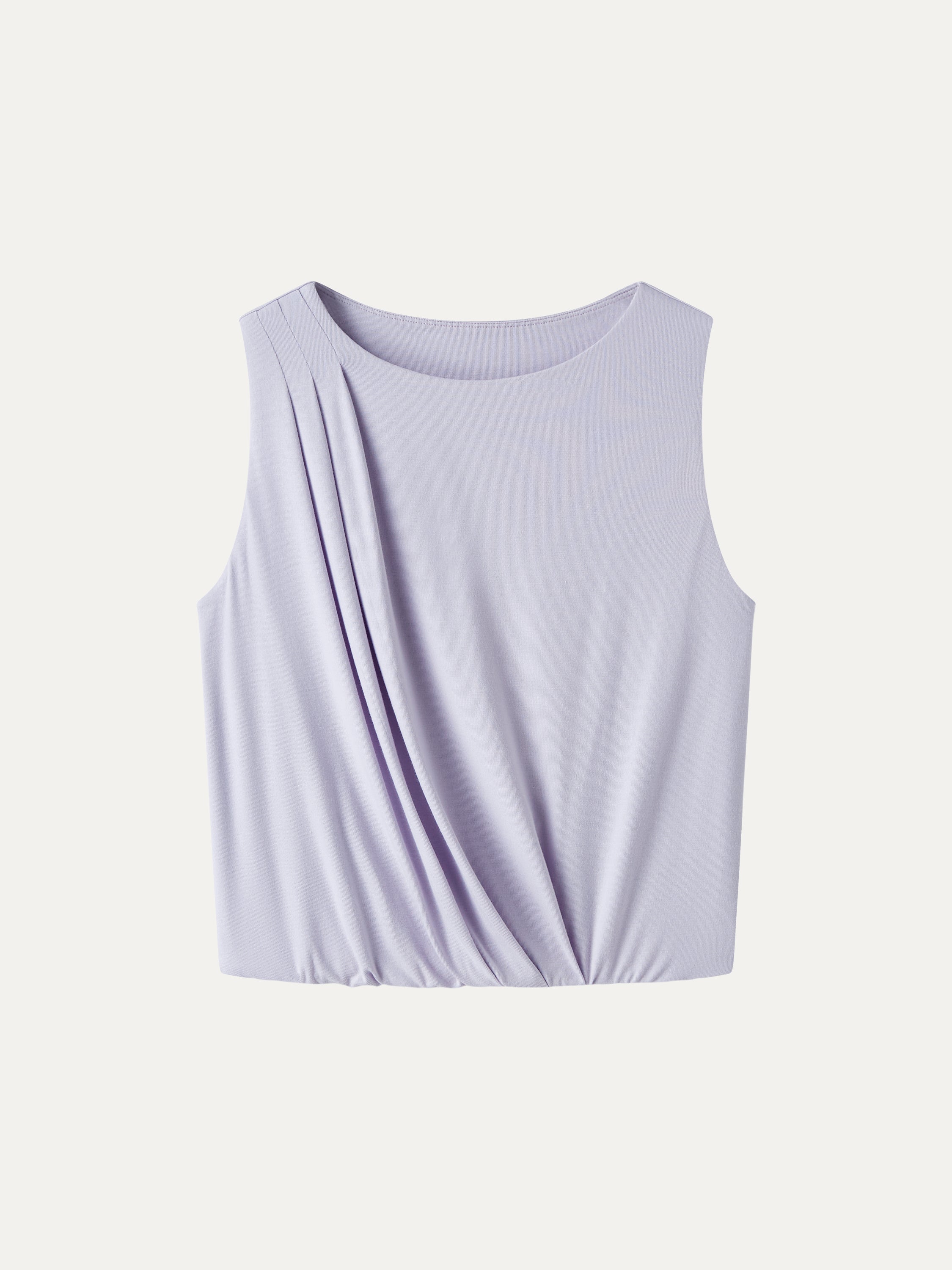 CoolTouch Boatneck Gathered Hem Cropped Top