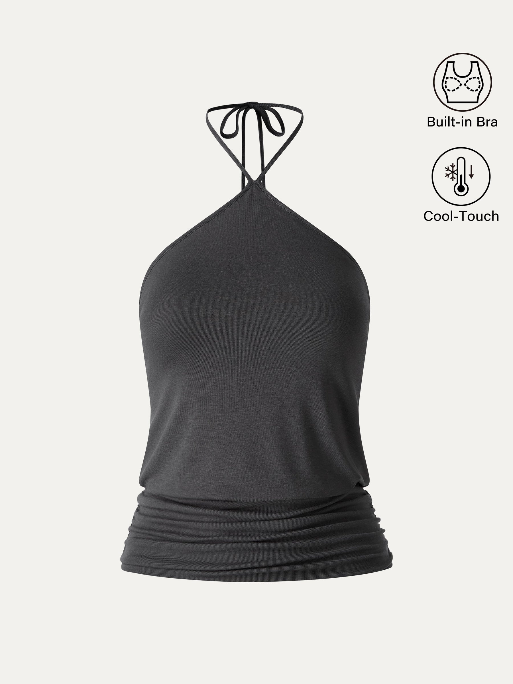 CoolTouch Halter Ruched Hem Bra Top