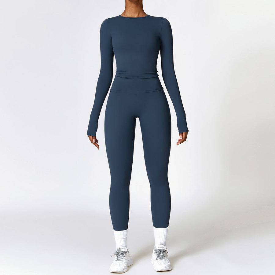 Women's Tracksuit Set - Gym Top & High Waist Leggings Yoga Outfit