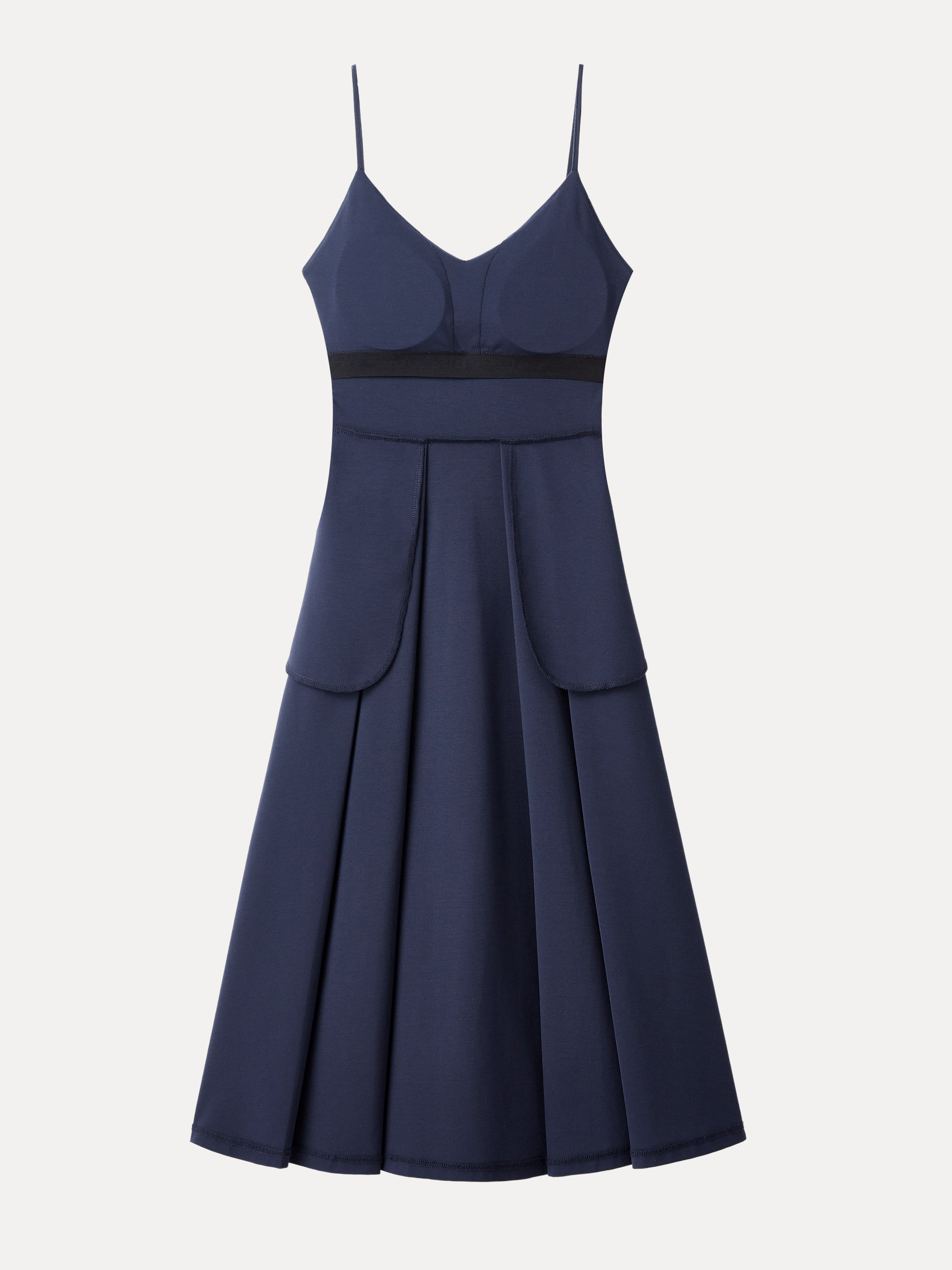 Bamboo Ponte V-neck Fit-and-flare Midi Bra Sundress with Pockets