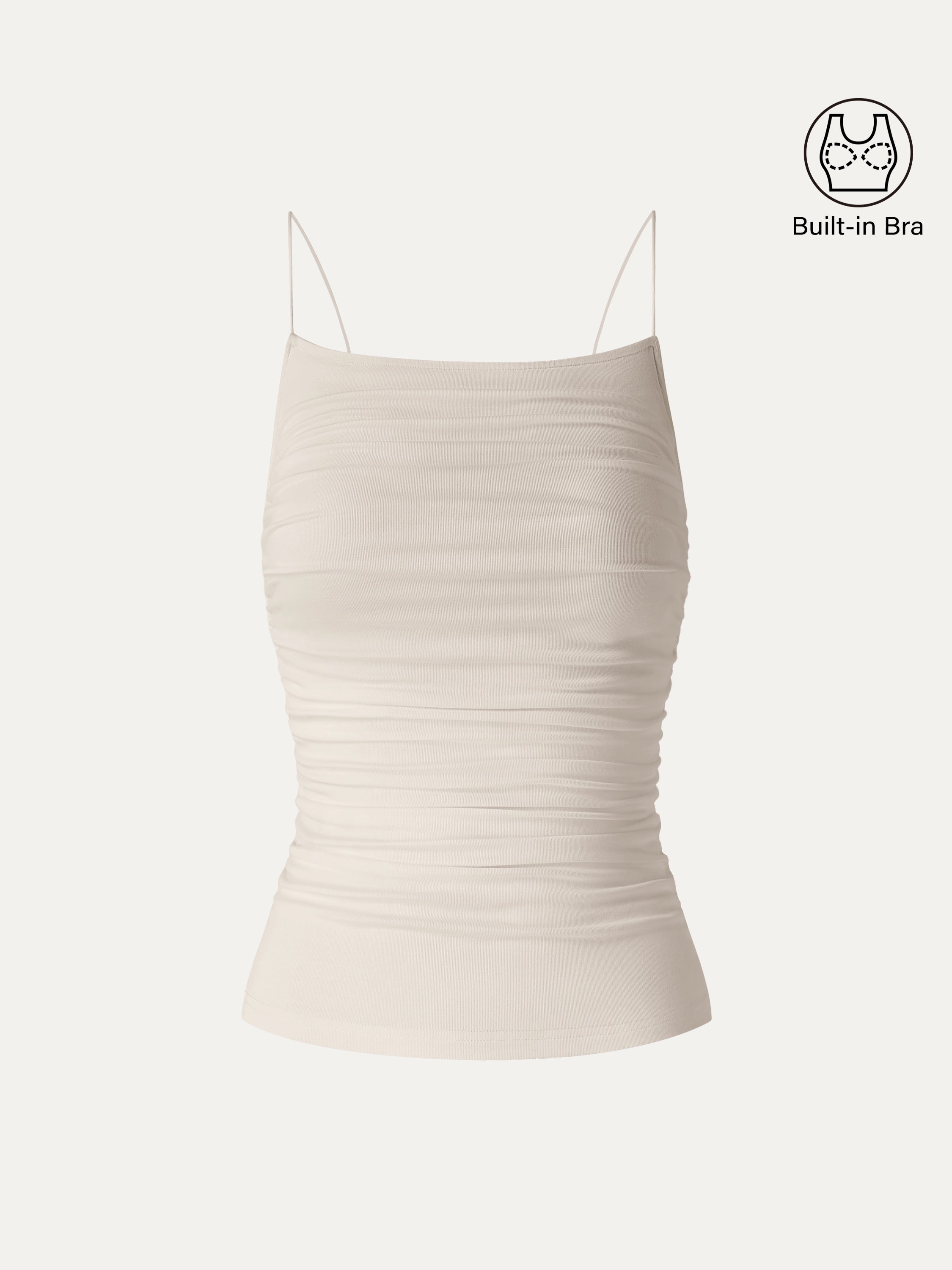 Square Neck Ruched Spaghetti Bra Top