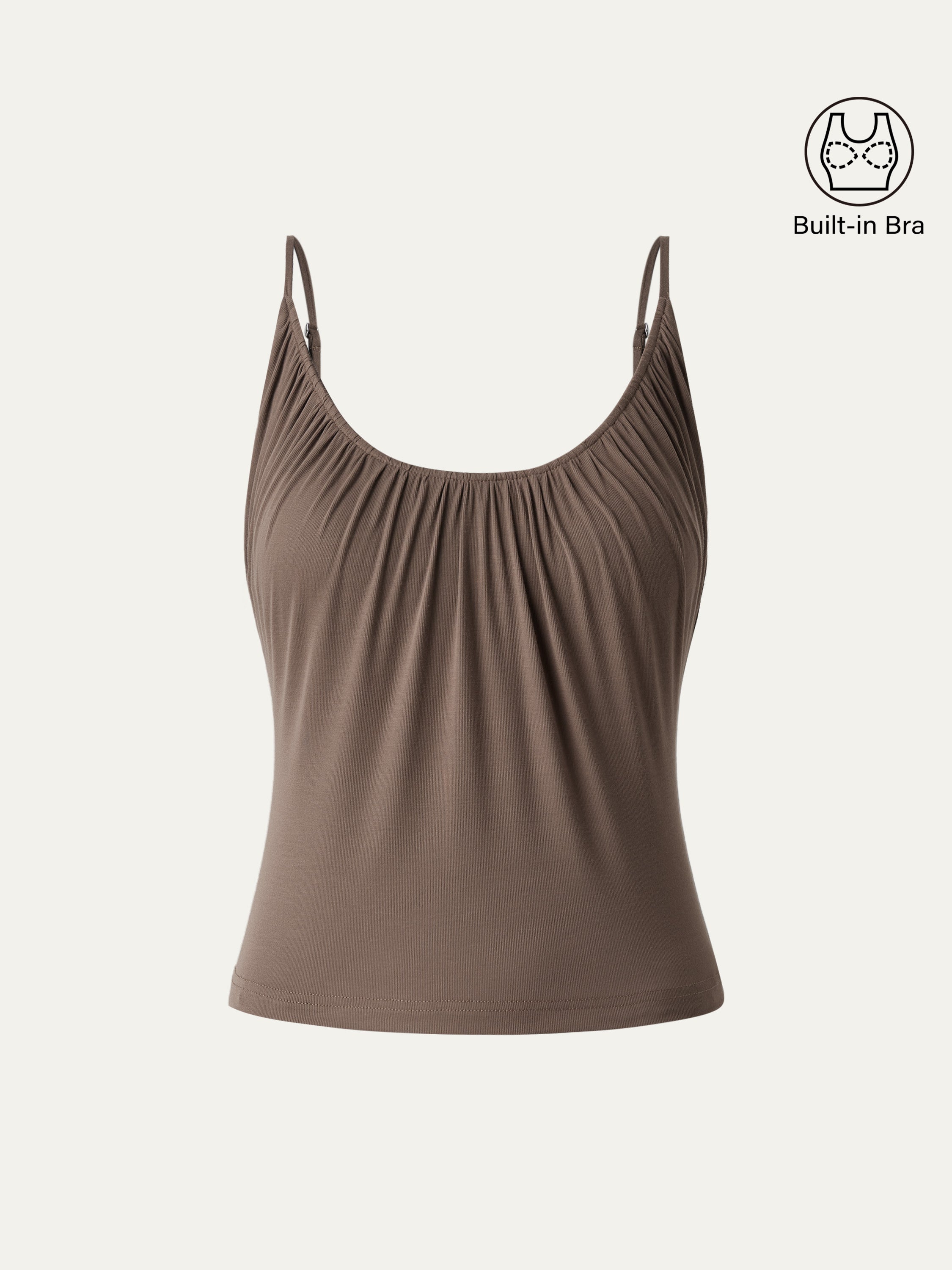 Scoop Neck Gathered Spaghetti Bra Tank