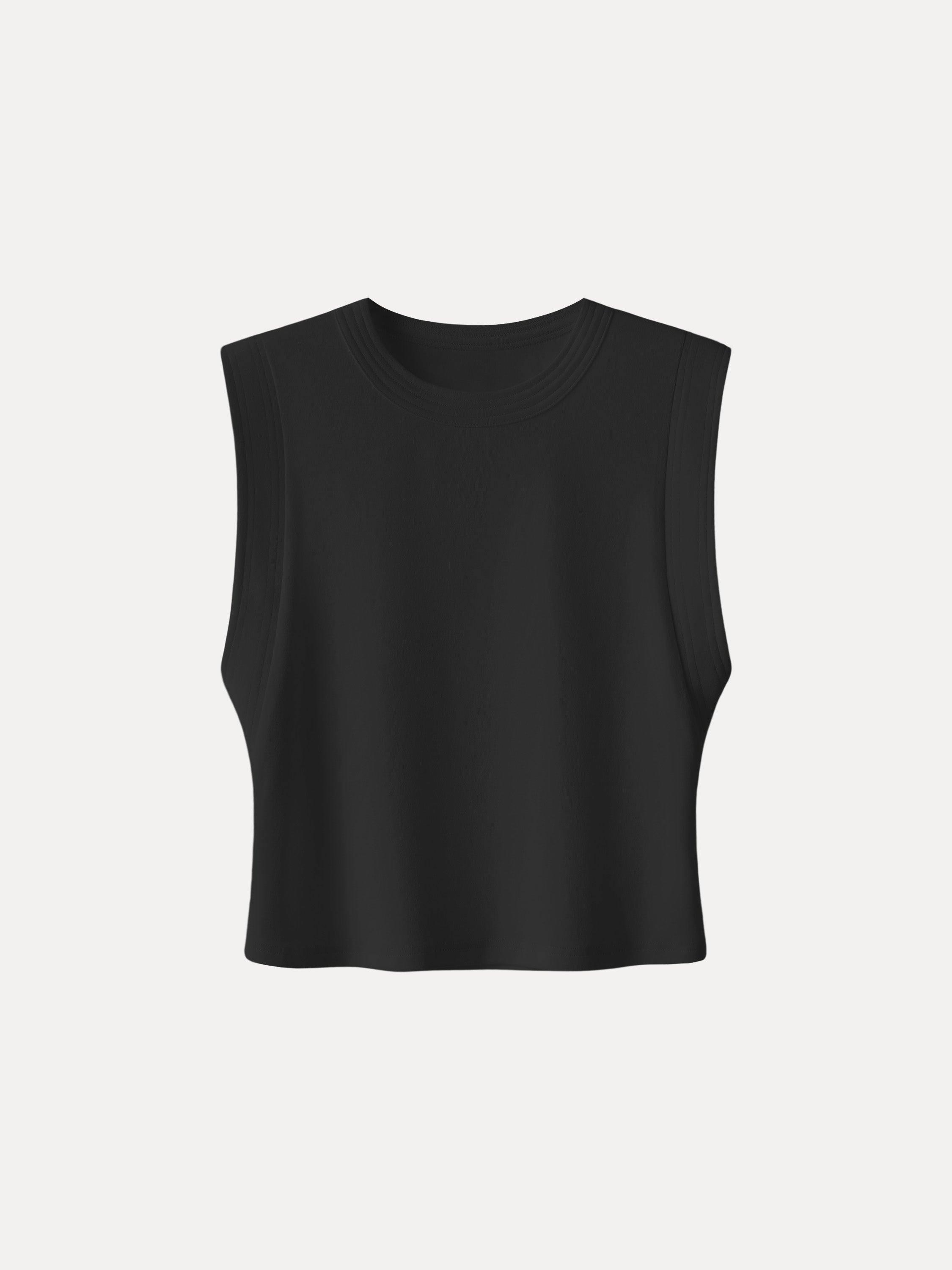 Soft Cotton Lyocell Cropped Wide Shoulder Tank