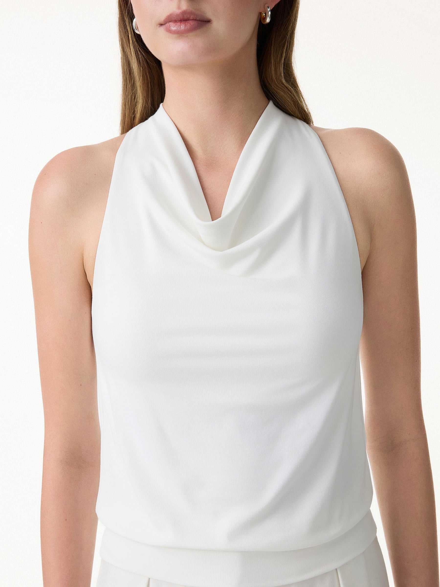 SkinKiss Not-See-Thru Halter Cowl Neck Bra Top