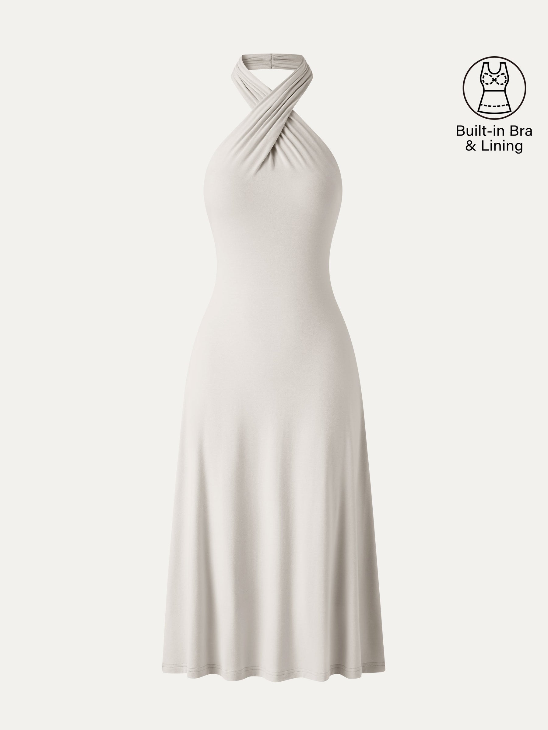 CoolTouch Criss-Cross Halter Open-Back Midi Bra Dress