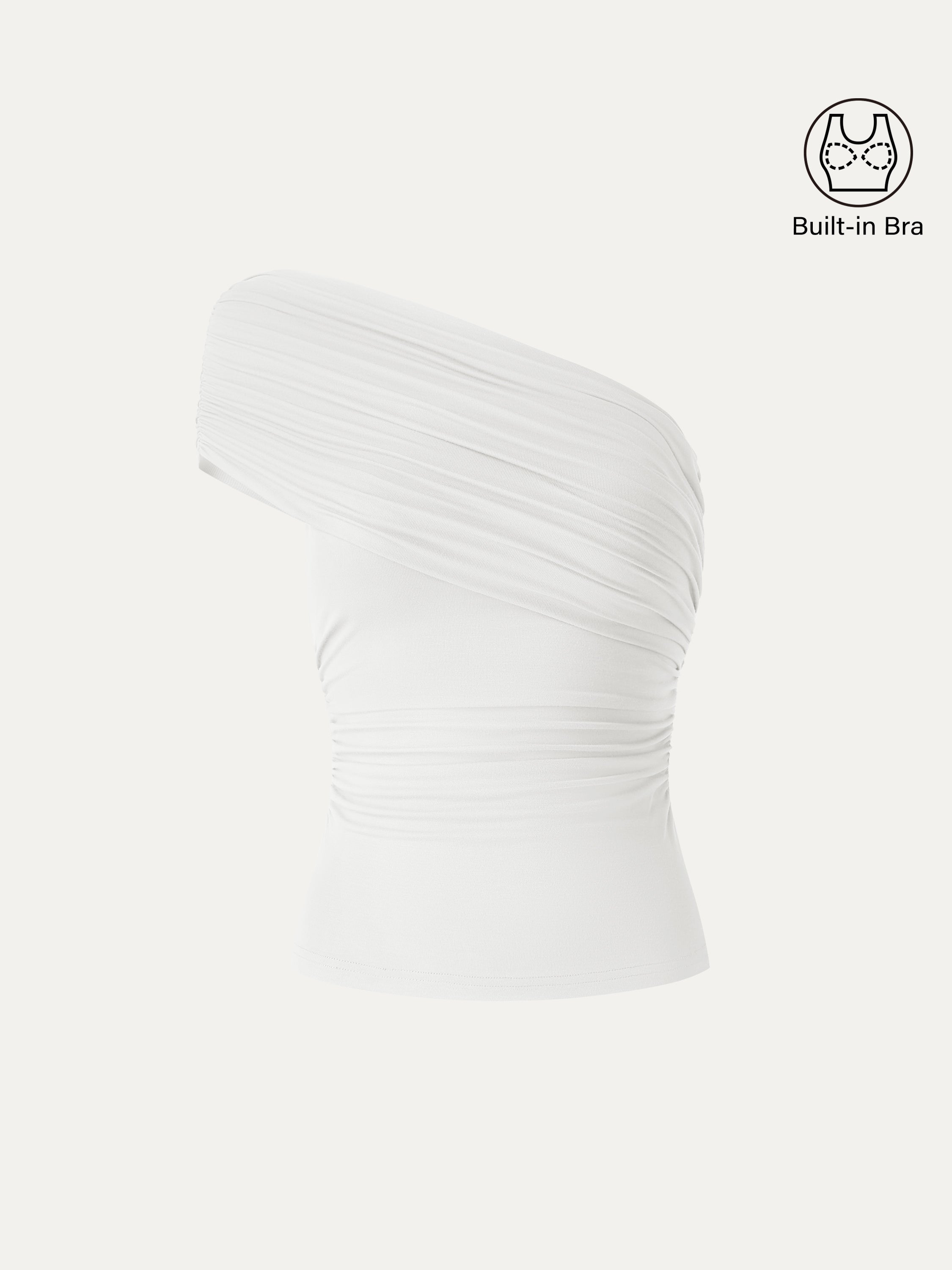 One Shoulder Gathered Bra Top
