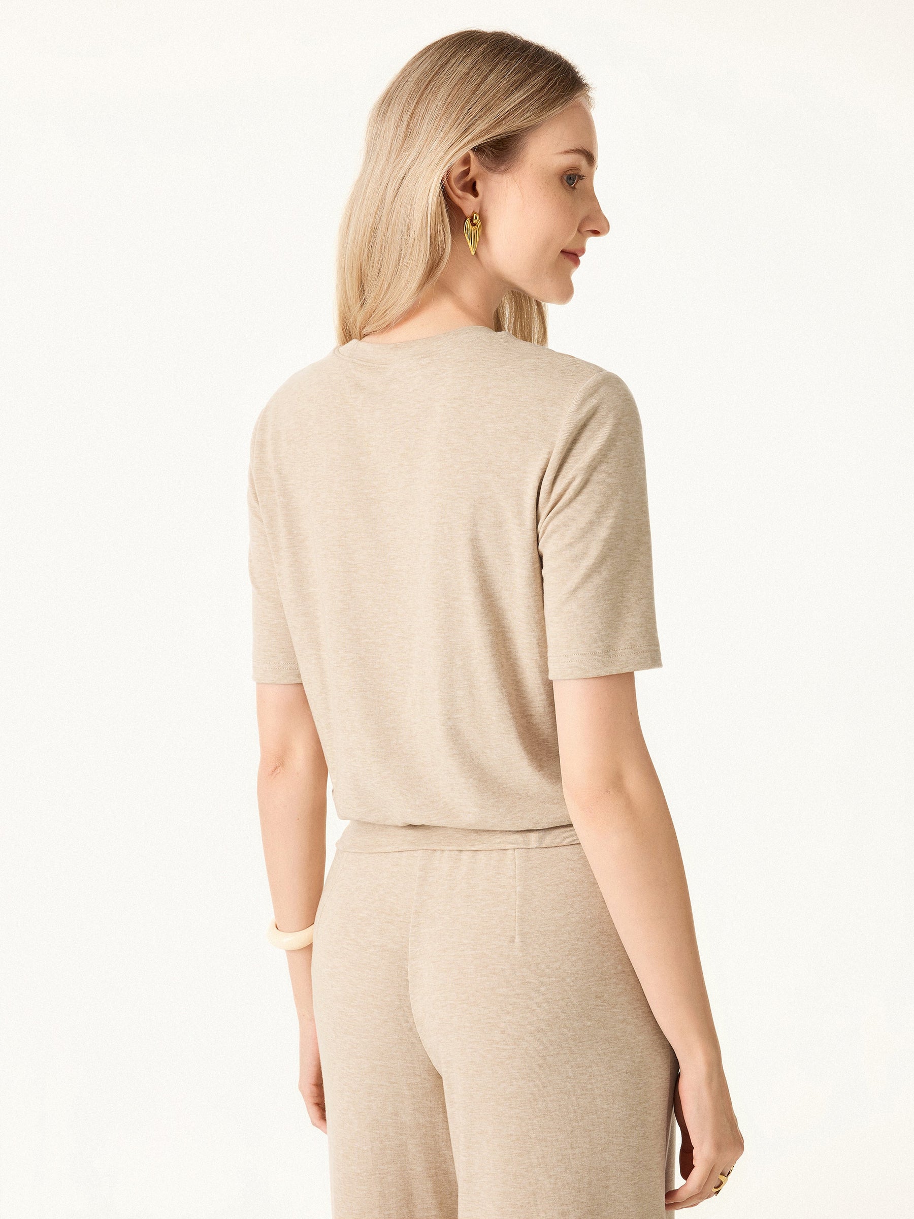 Lyocell Wool Crewneck Bra Top with Banded Hem