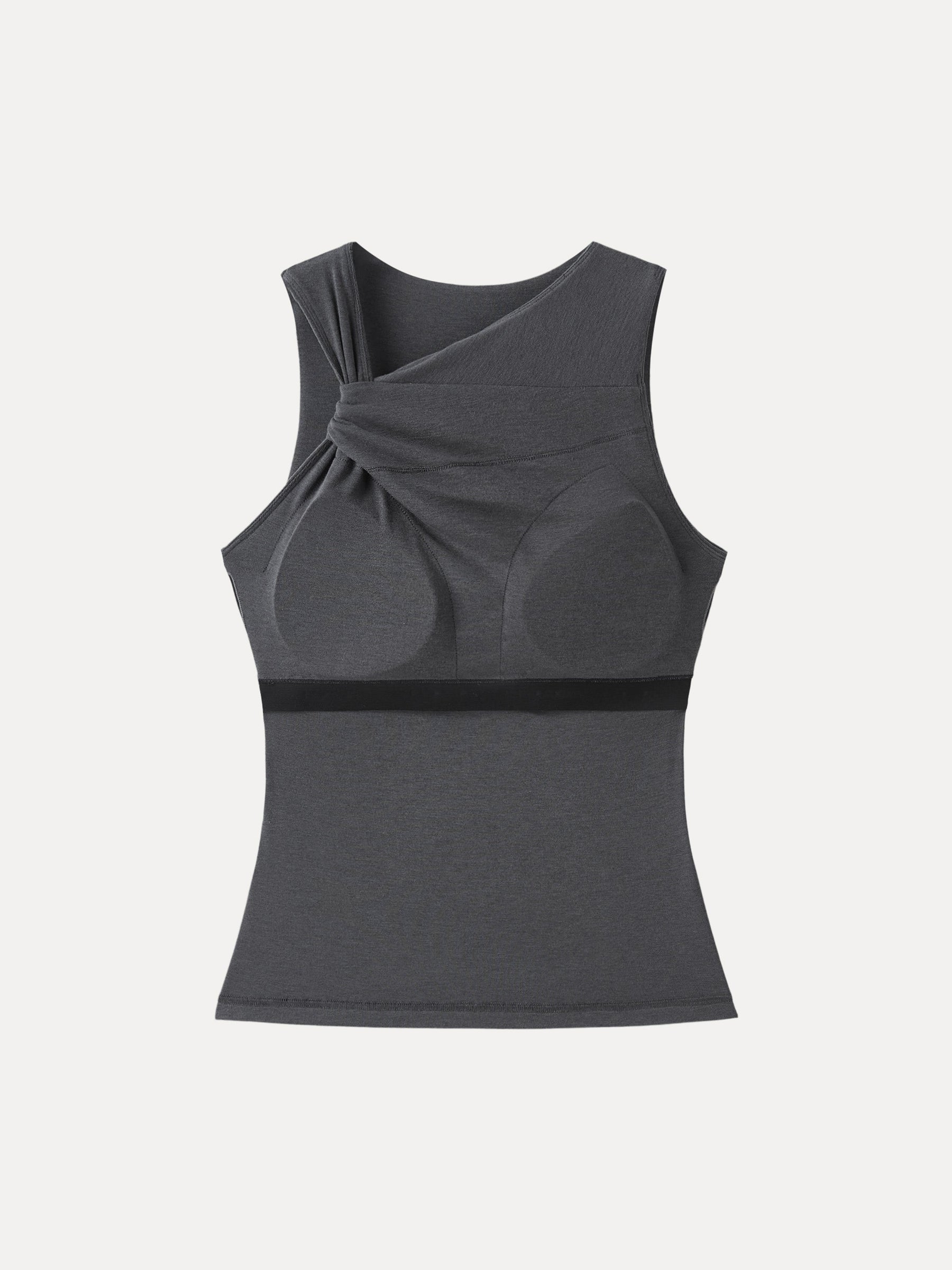 Sweat-Wicking Asymmetrical Neck Knotted Bra Tank