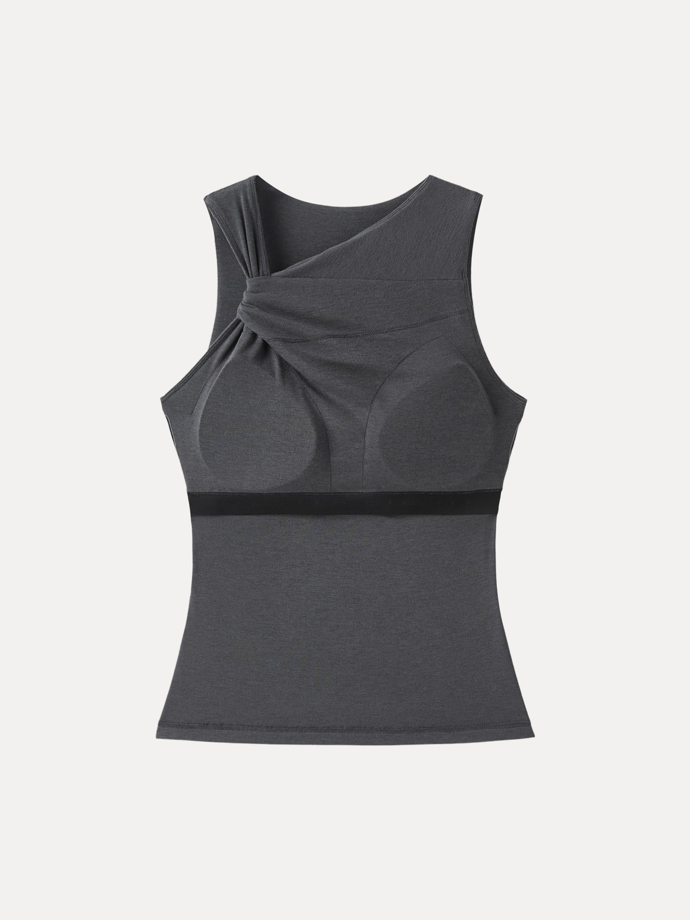 Sweat-Wicking Asymmetrical Neck Knotted Bra Tank