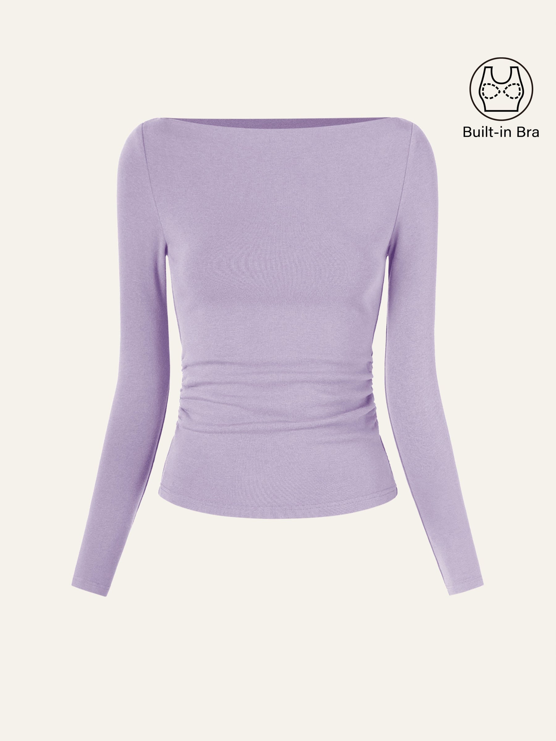 Modern Side Ruched Boatneck Bra Top