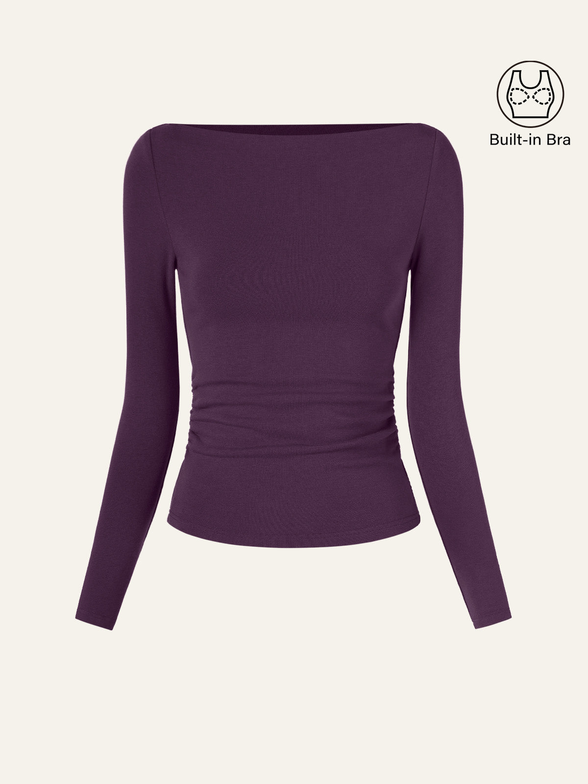 Modern Side Ruched Boatneck Bra Top