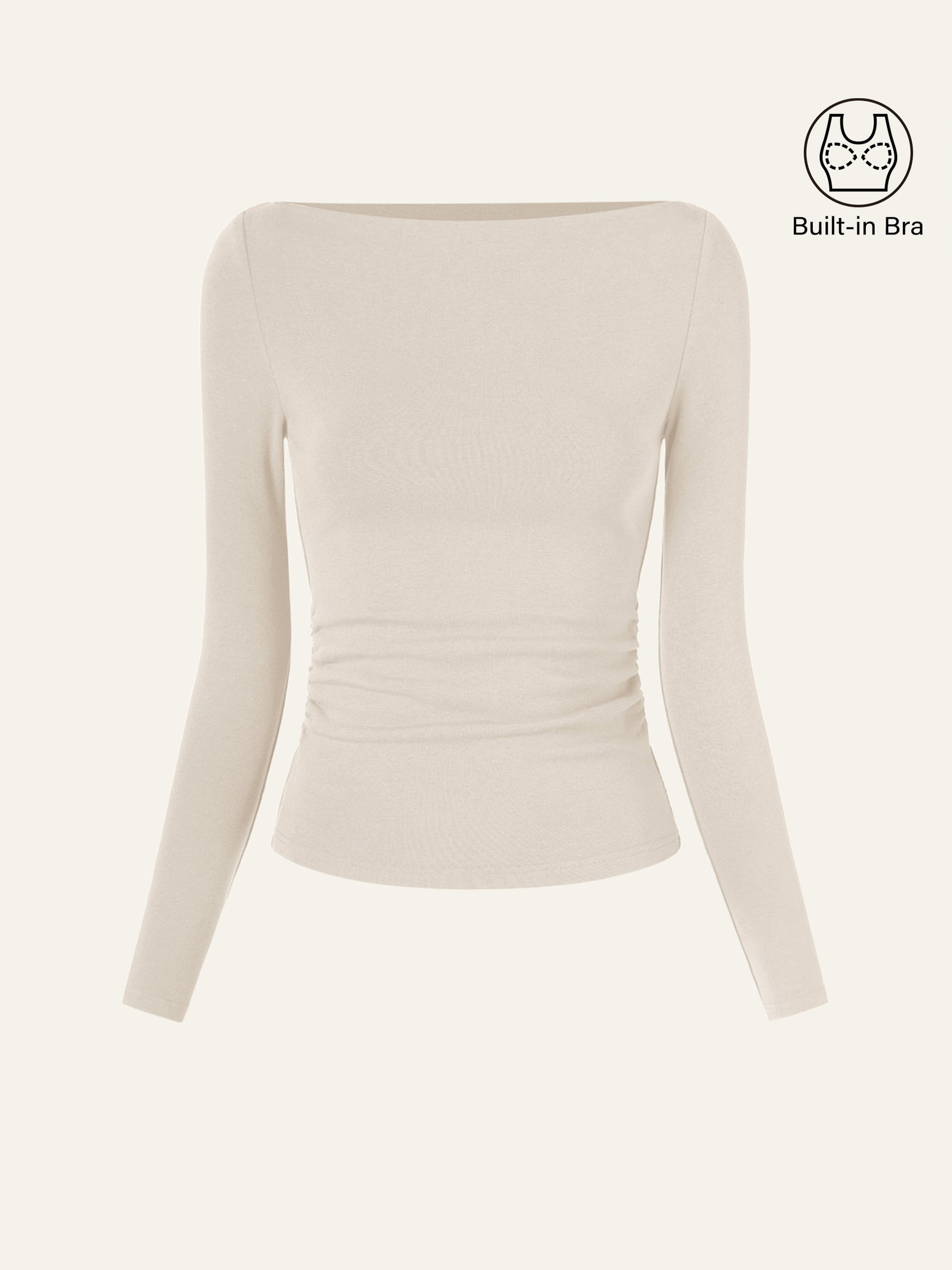Modern Side Ruched Boatneck Bra Top