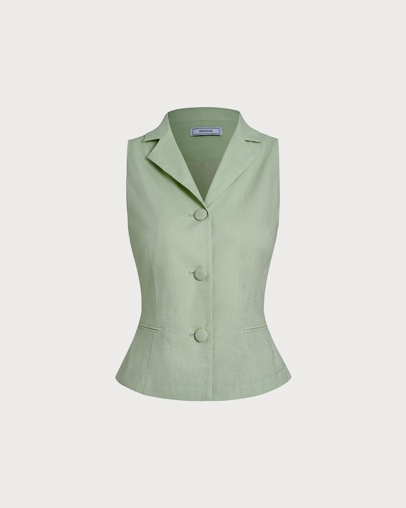 Green Collar Single Breasted Vest