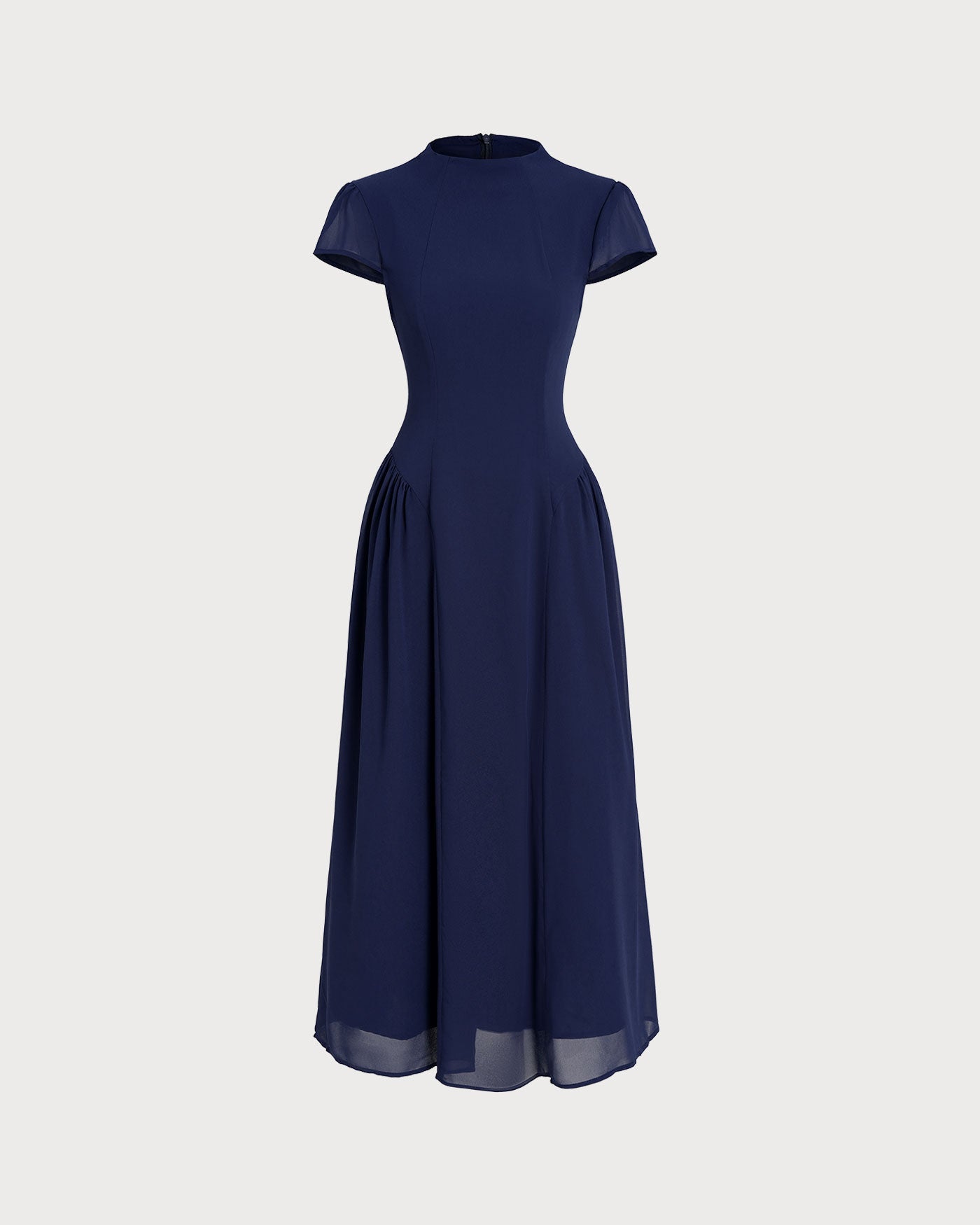 Blue Puffed Sleeve Midi Dress
