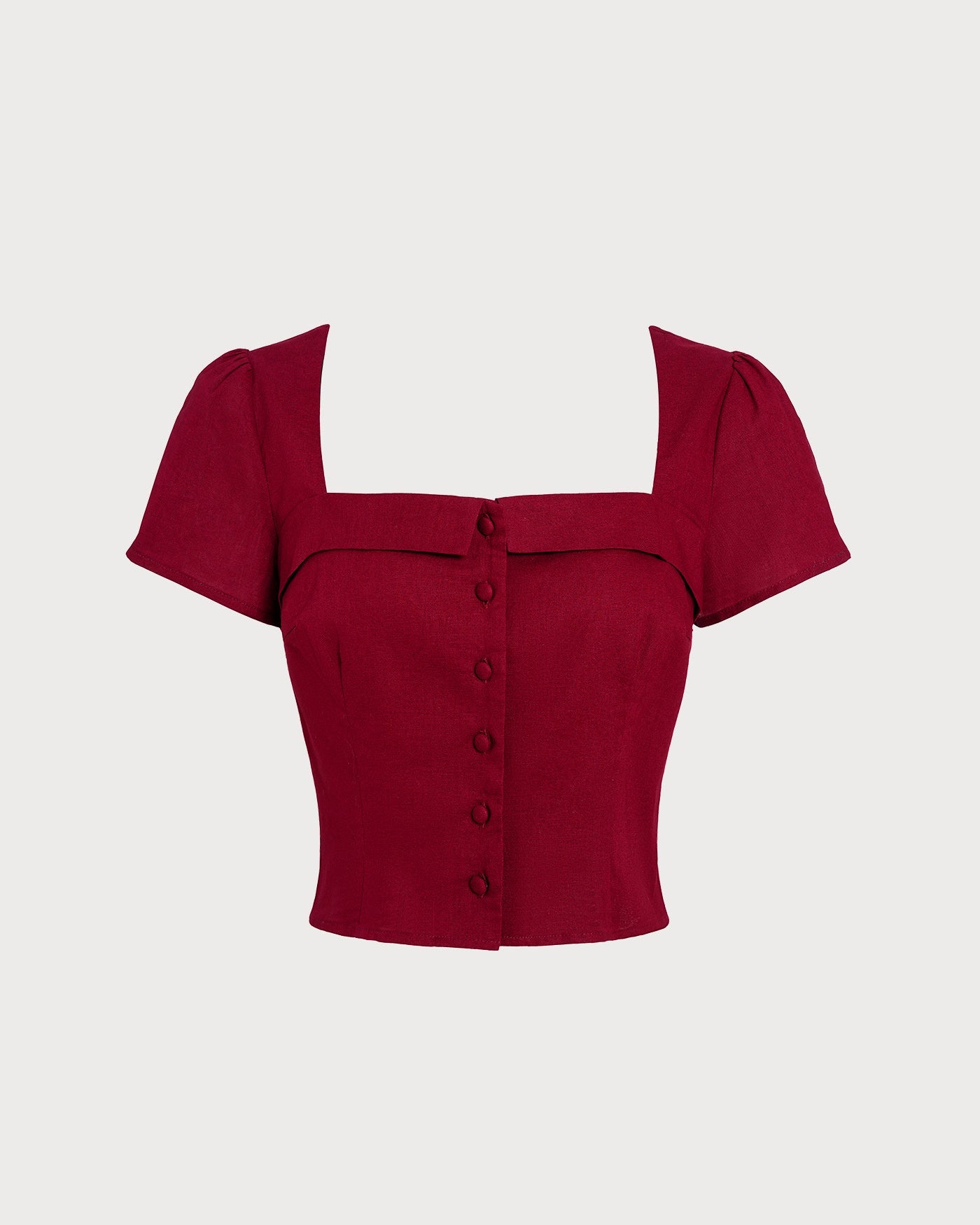 Red Square Neck X Cross Tie Blouse