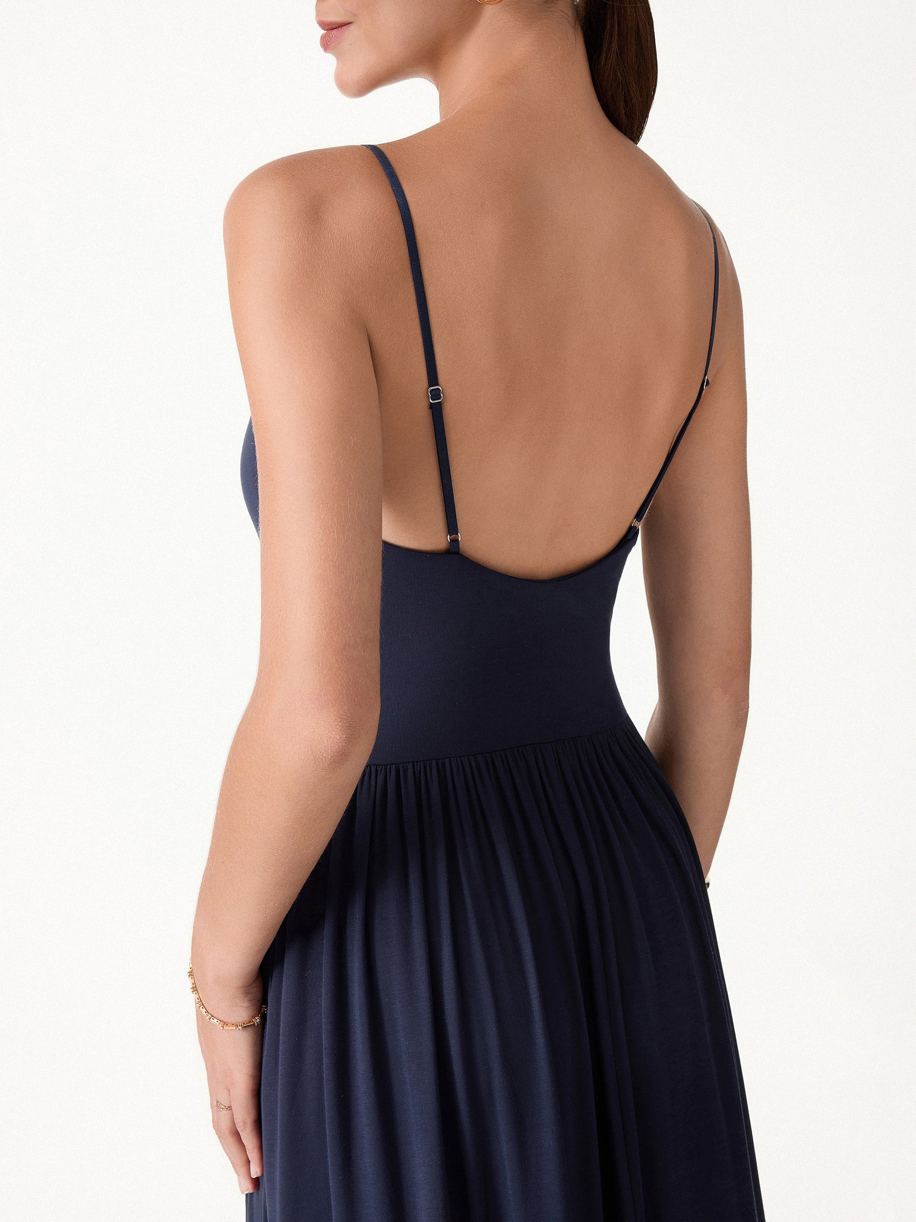SkinKiss Cowl Neck Open-Back Midi Bra Dress