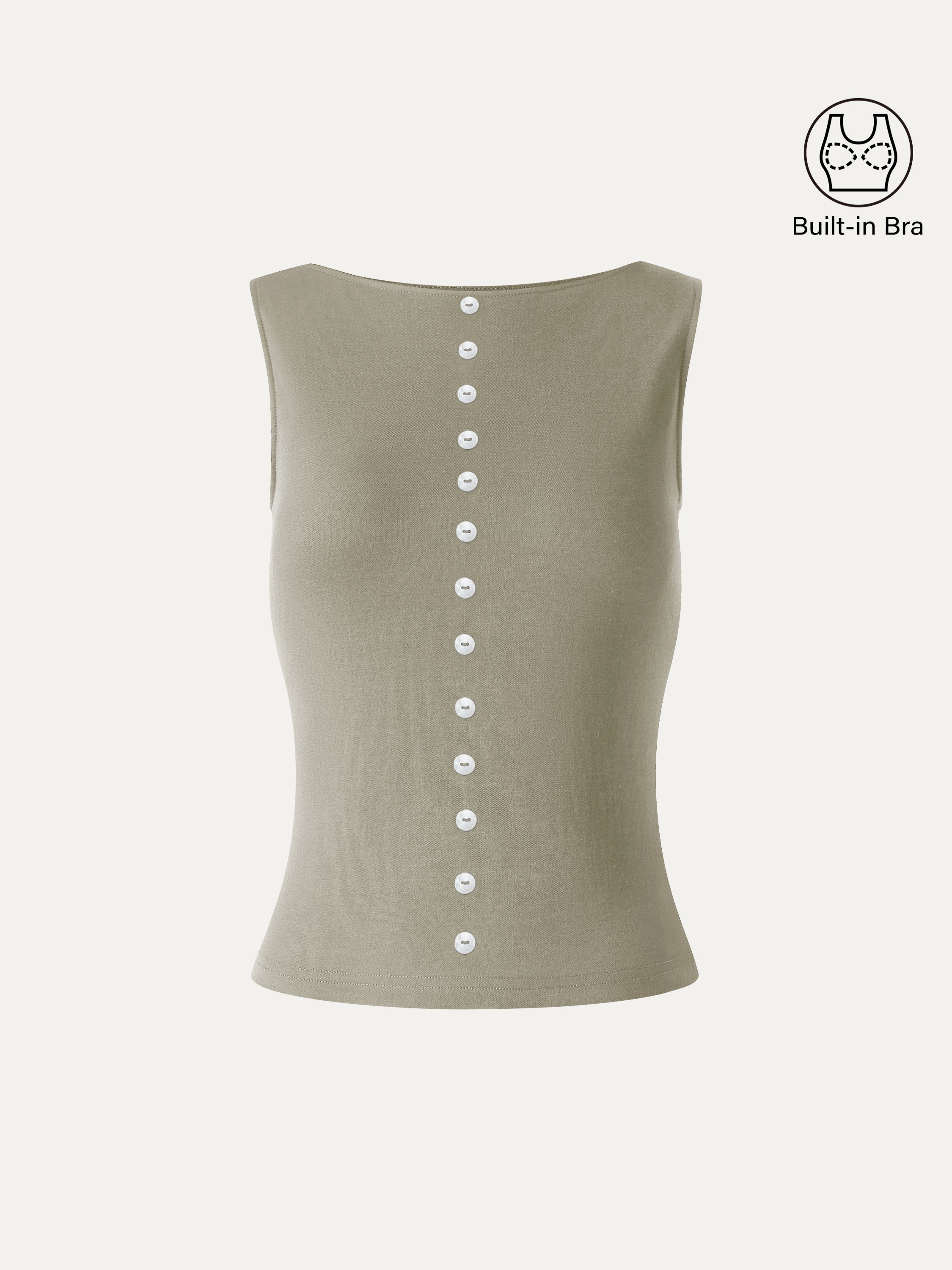 Cotton-Linen Boatneck Cropped Bra Top