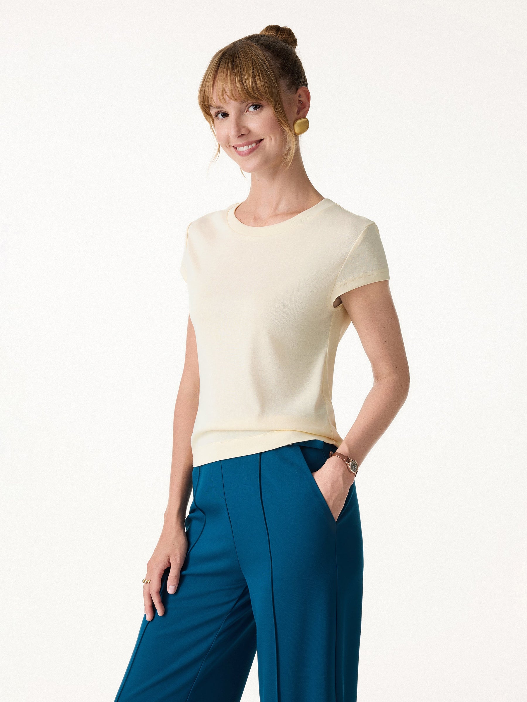 Cotton-Linen Blend Cooling Essential Summer Tee