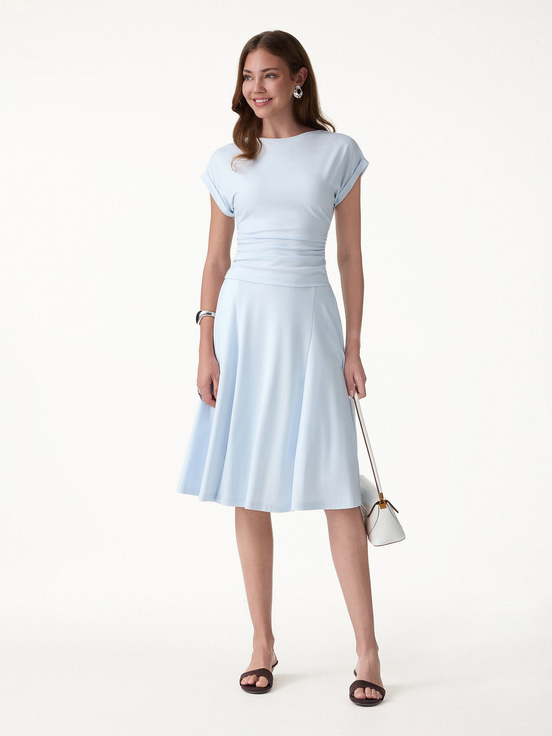 CoolTouch Round Neck Ruched Tee