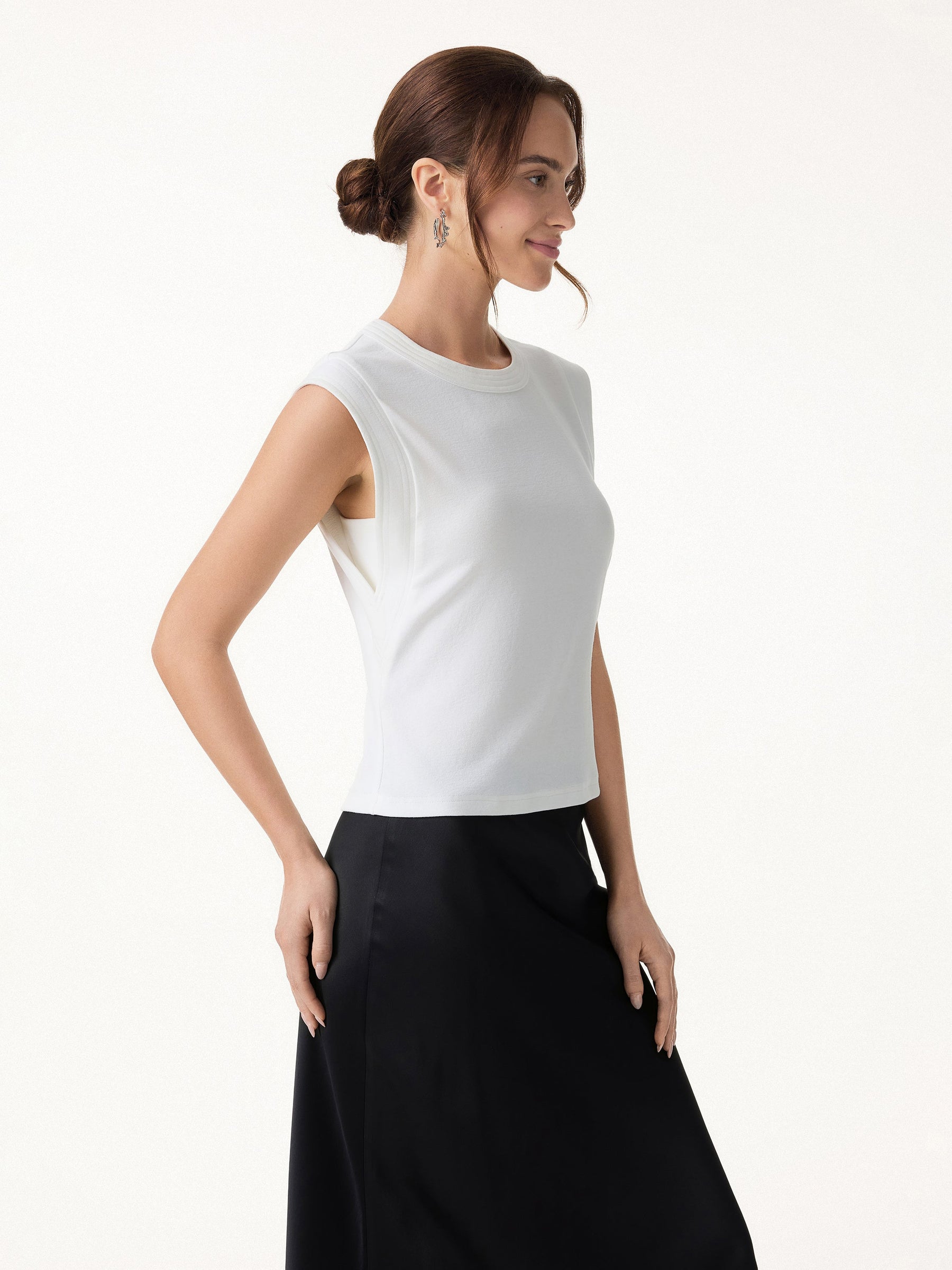 Soft Cotton Lyocell Cropped Wide Shoulder Tank