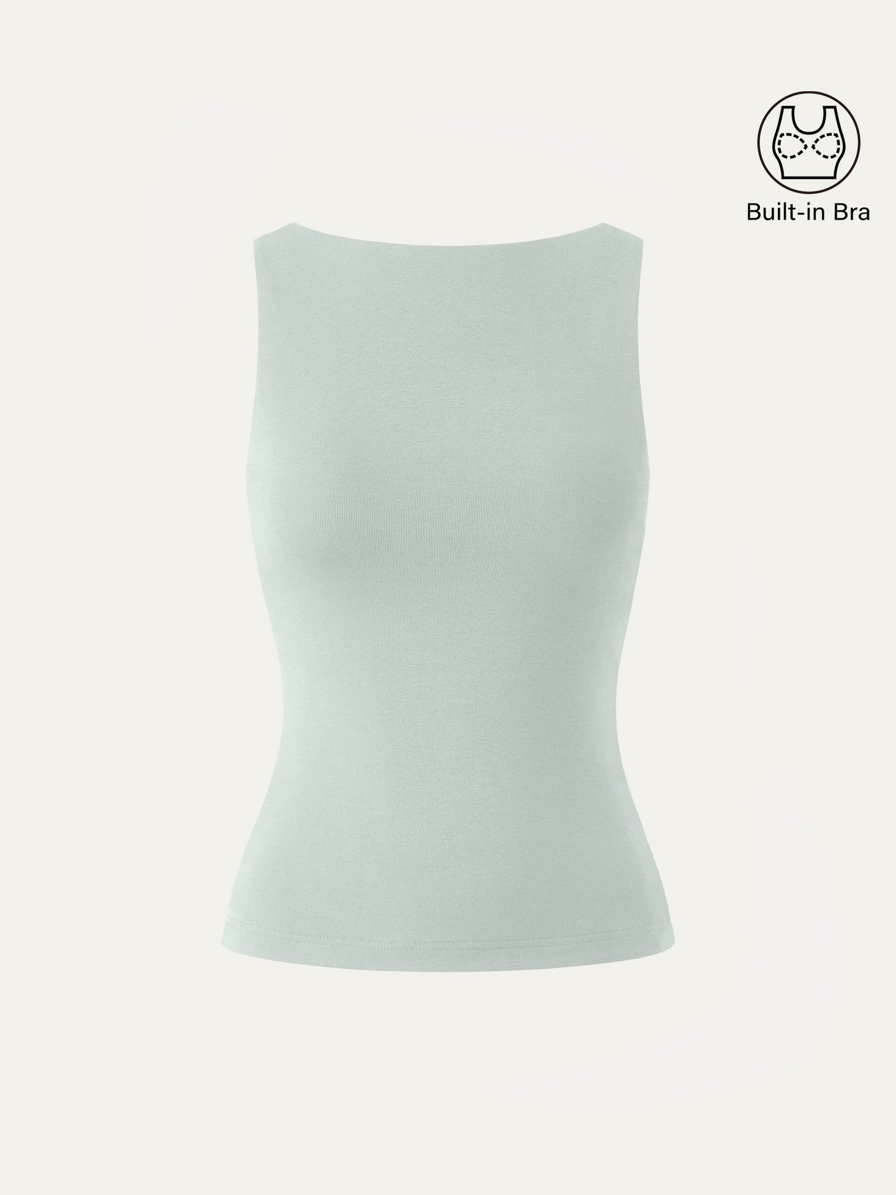 Stretch Cotton Boatneck Bra Tank