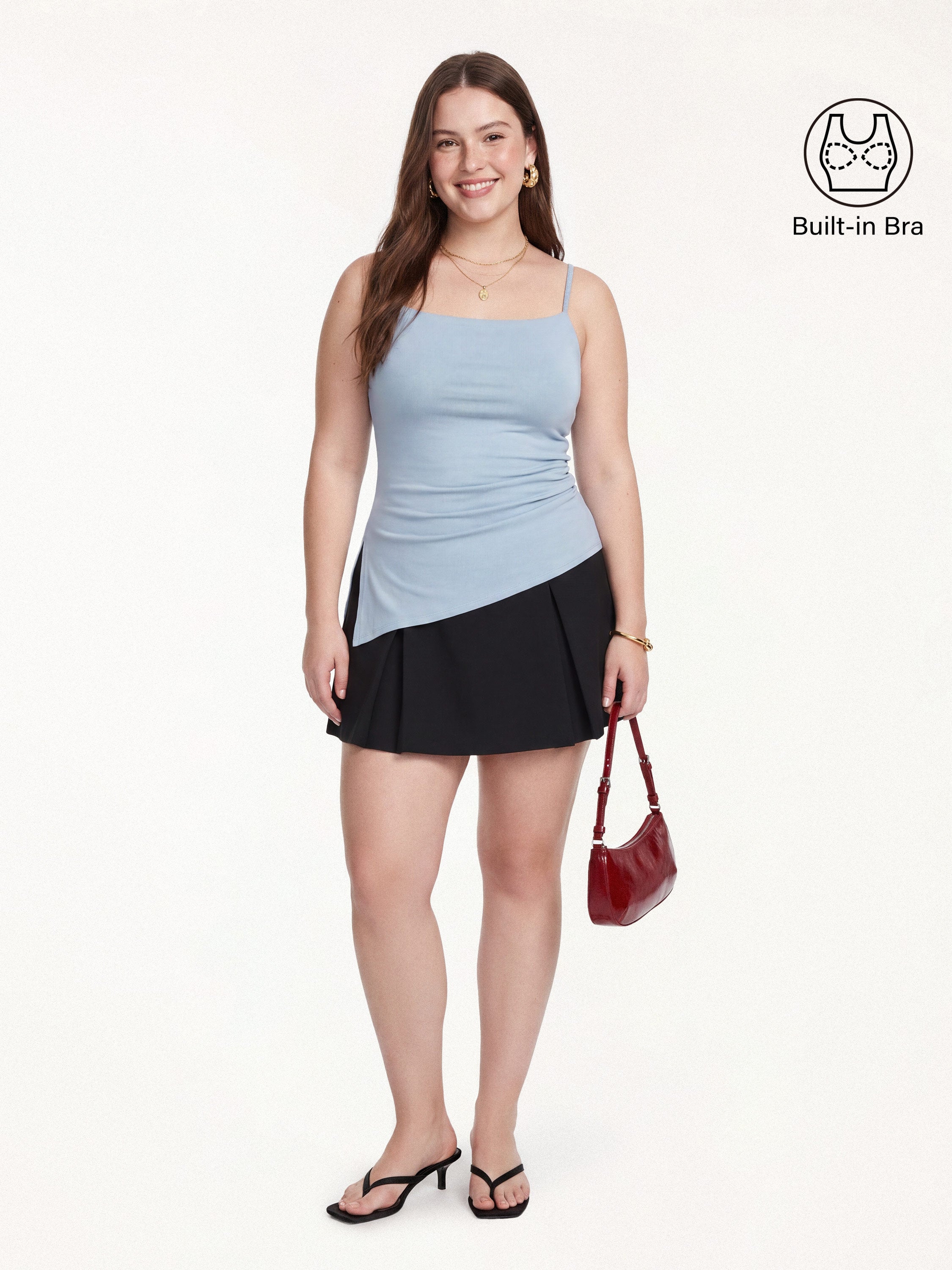 Spaghetti Bra Top with Side Slit