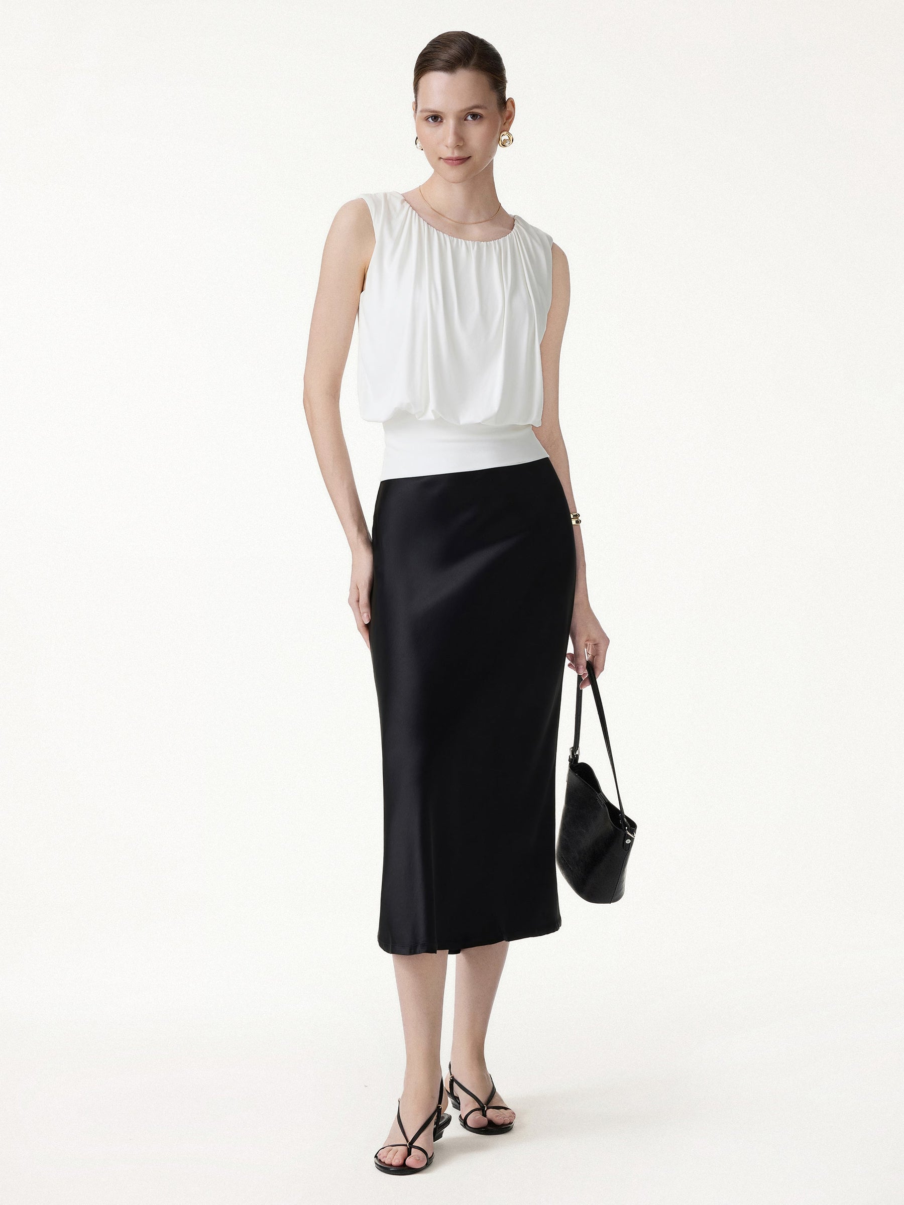 Round Neck Gathered Sleeveless Bra Top