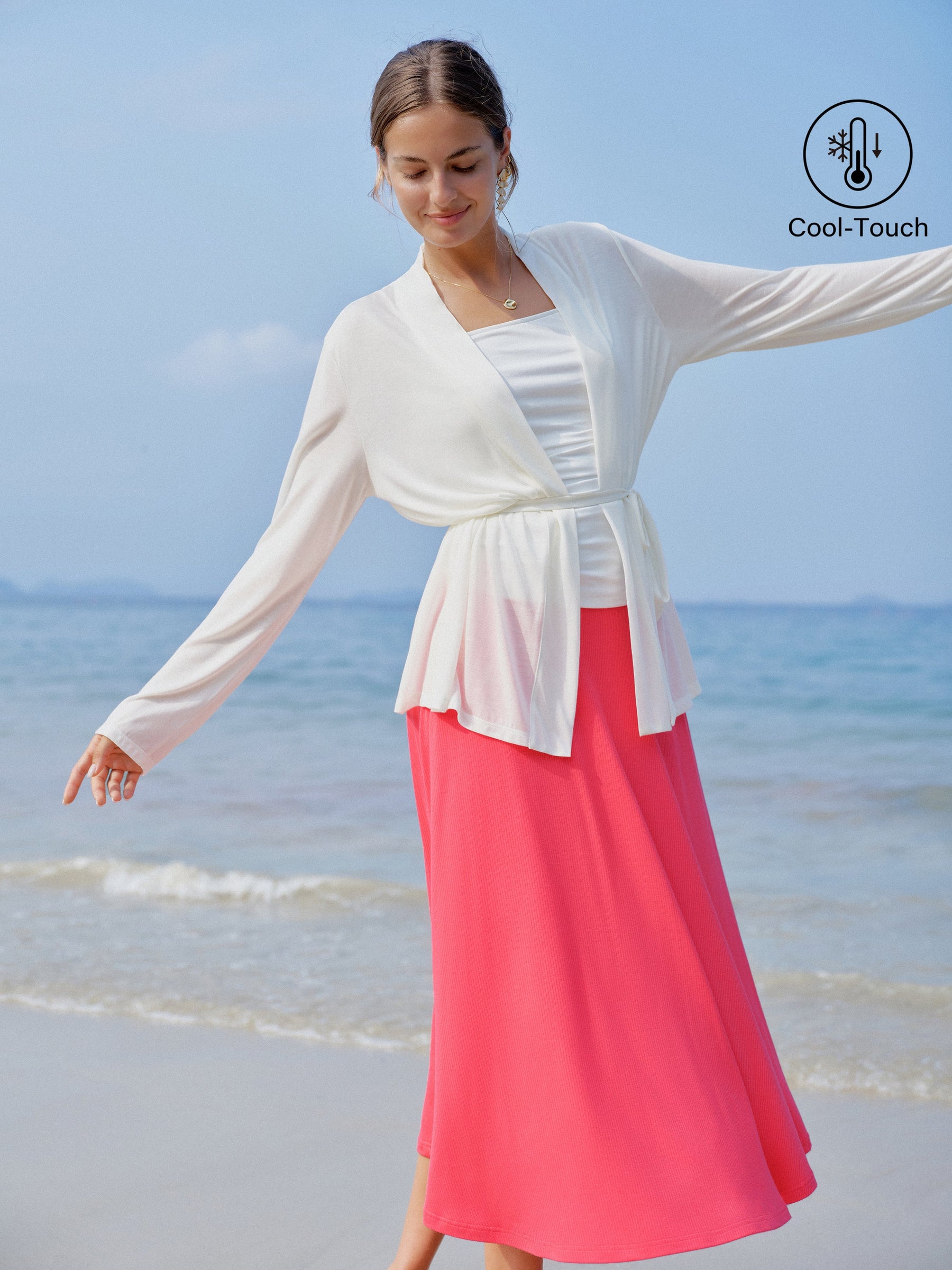 Airy Soft Open Front Cardigan with Tie