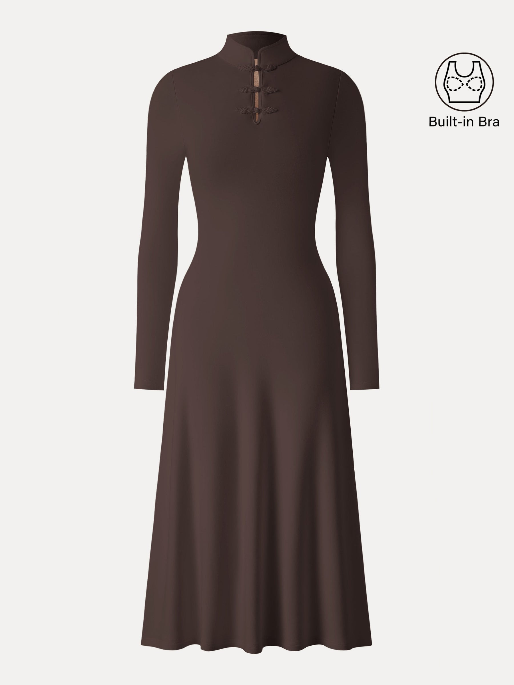Mandarin Collar Frog Button Midi Bra Dress Limited Edition