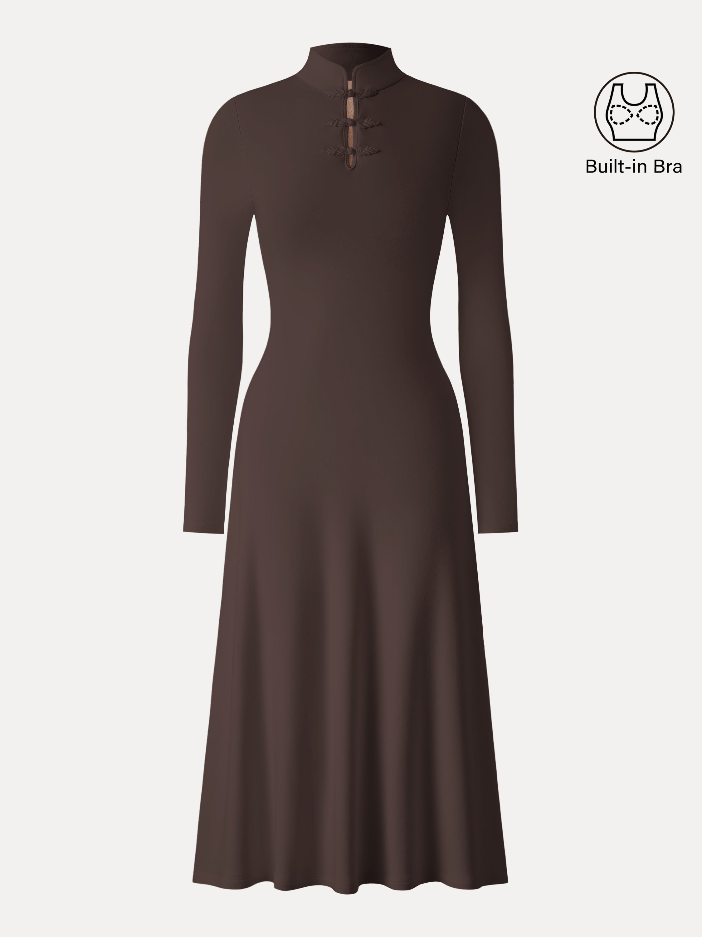 Mandarin Collar Frog Button Midi Bra Dress Limited Edition