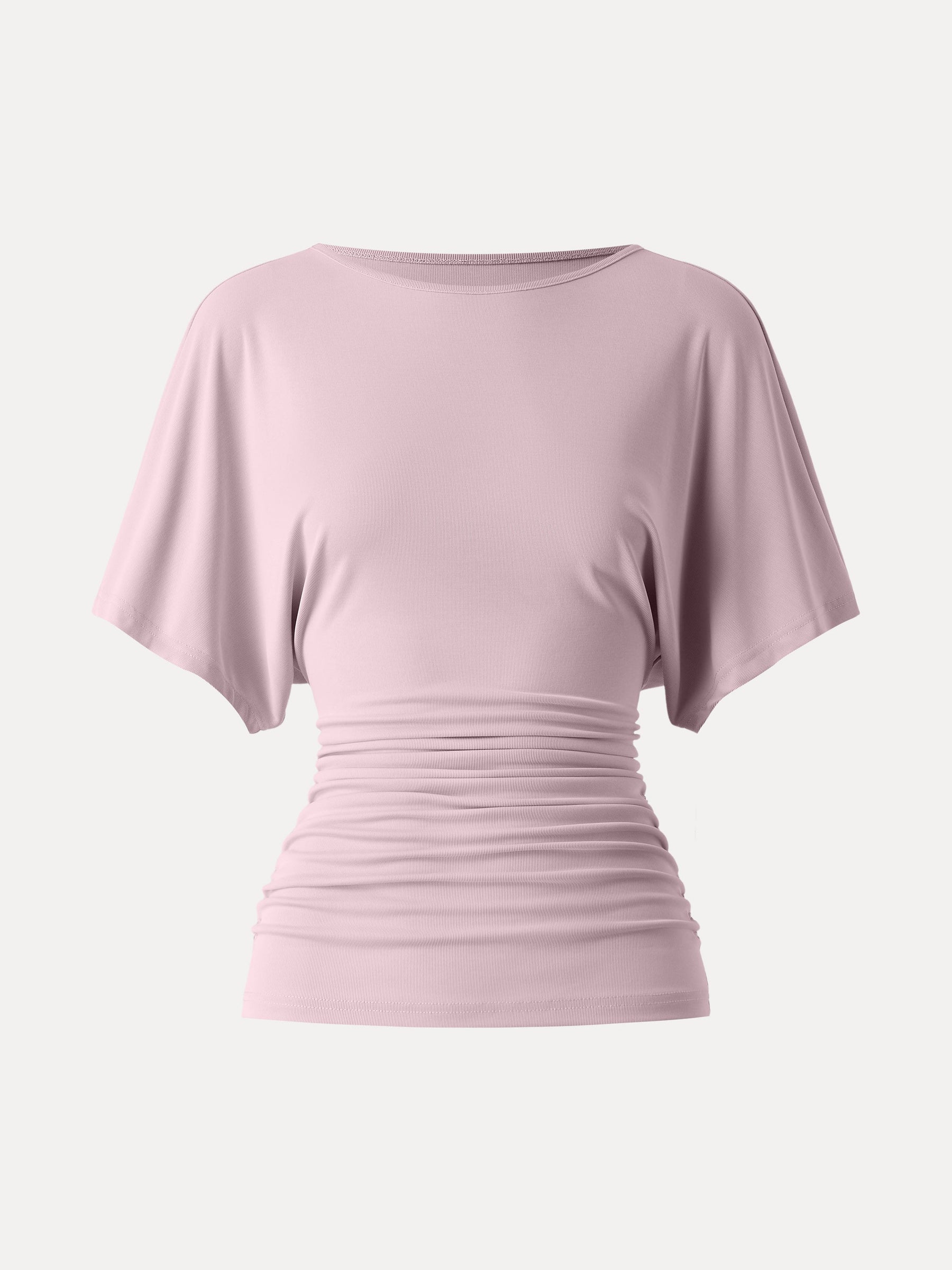 Effortless Boatneck Batwing Sleeve Side Ruched Top