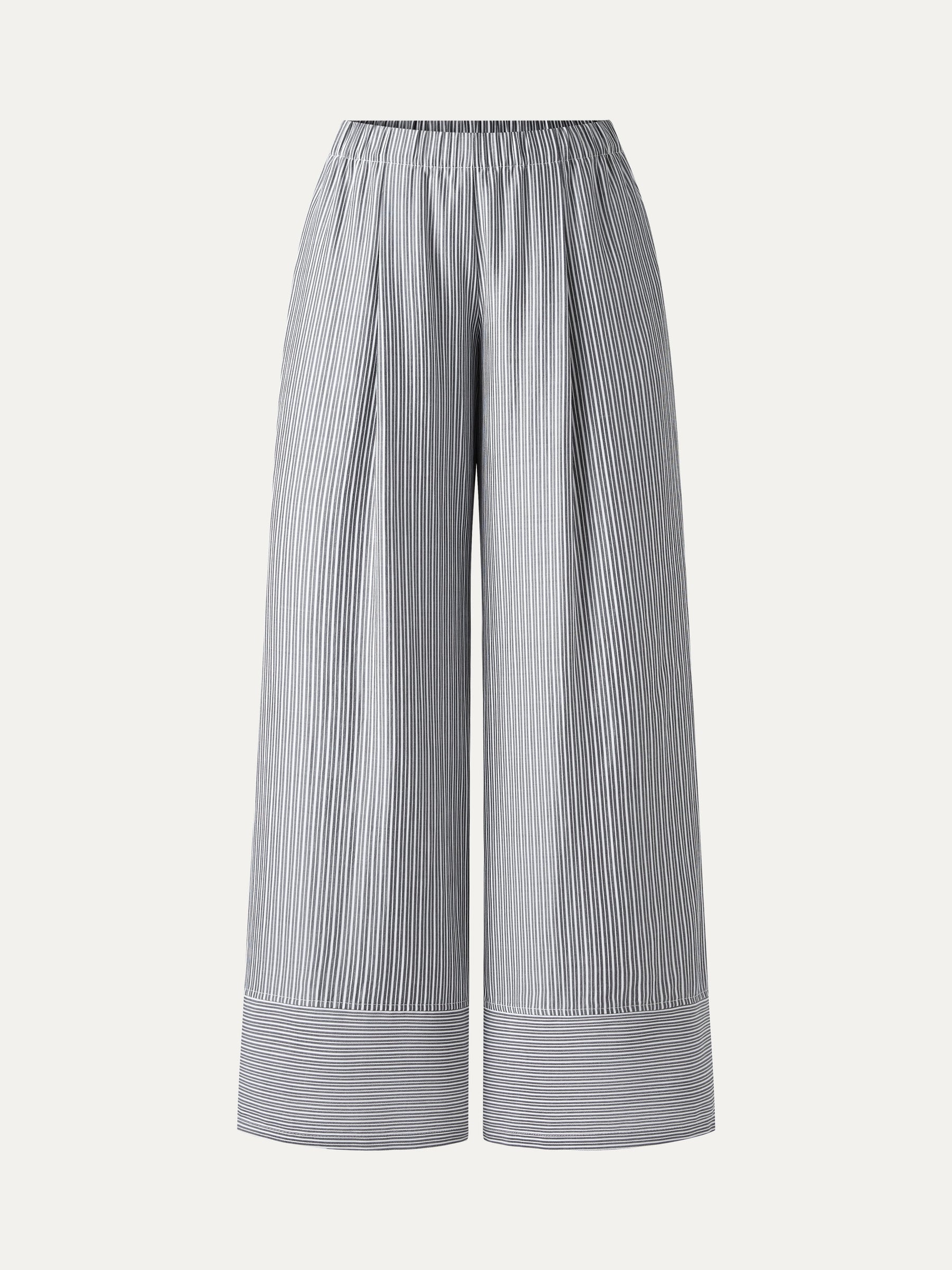 Summer Poplin High-Rise Wide Leg Pants with Pockets
