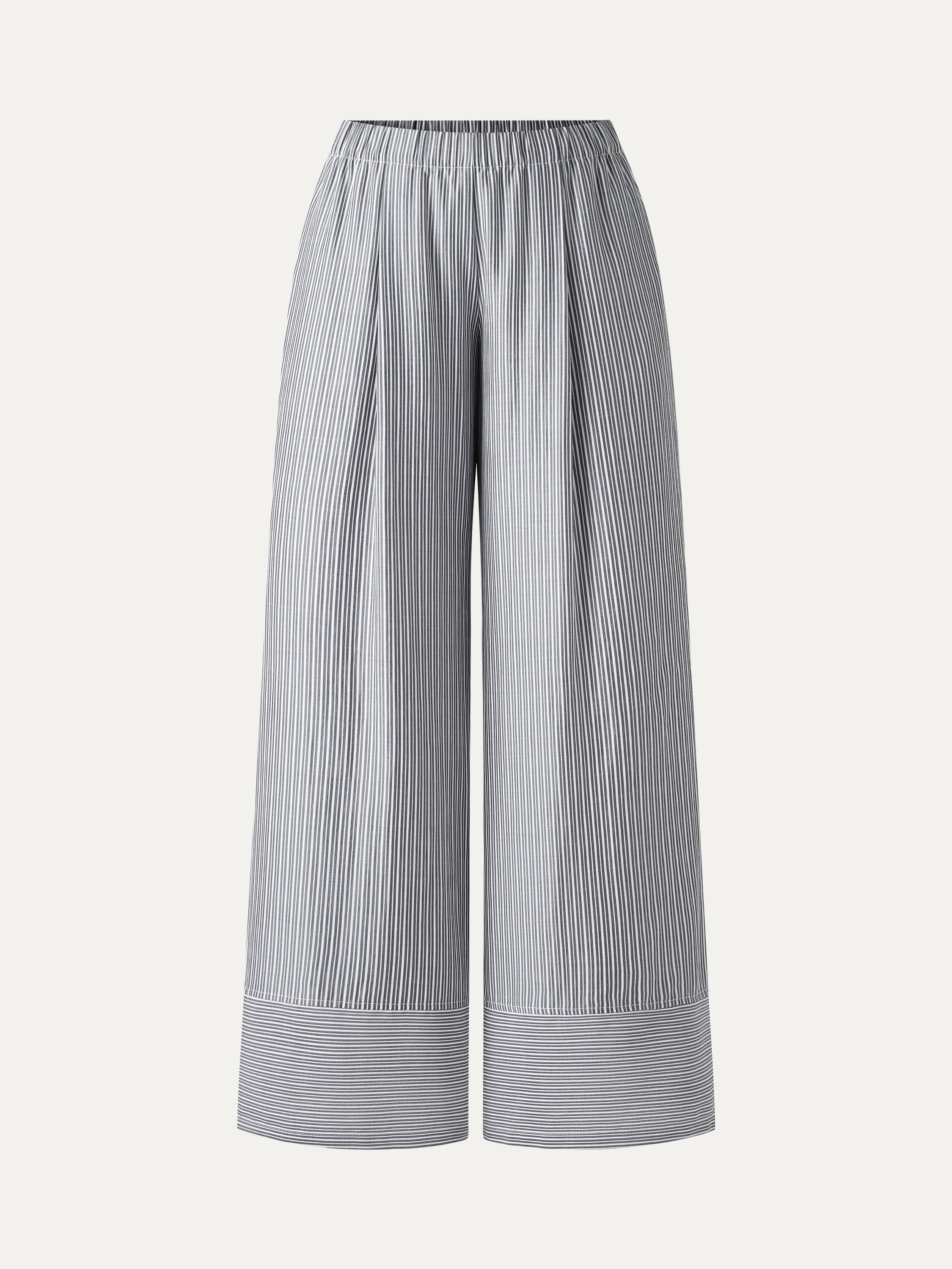 Summer Poplin High-Rise Wide Leg Pants with Pockets
