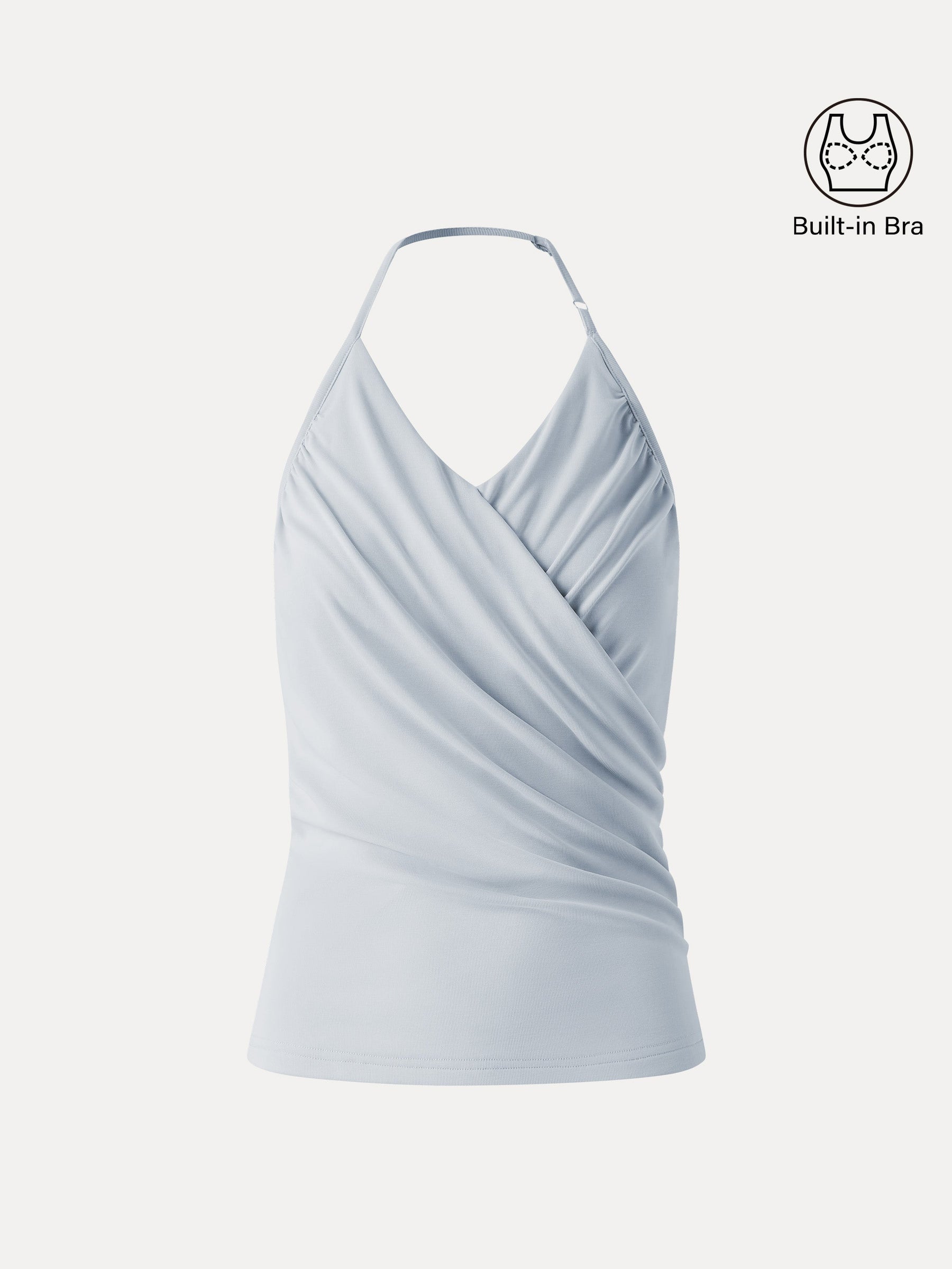 Modal Halter Neck Surplice Ruched Bandless Bra Top