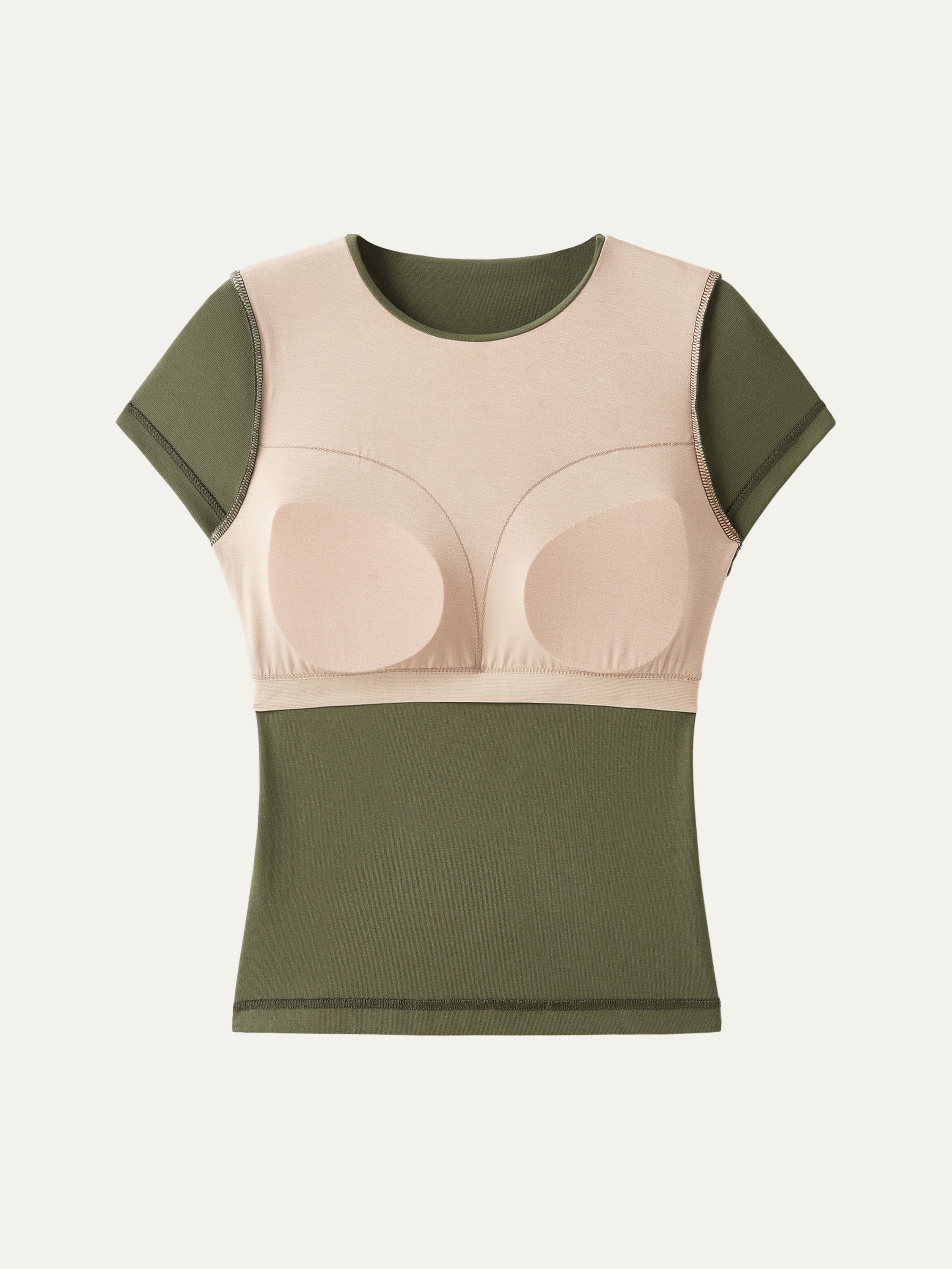 Crewneck Slimming Short Sleeve New Airy Bra Top