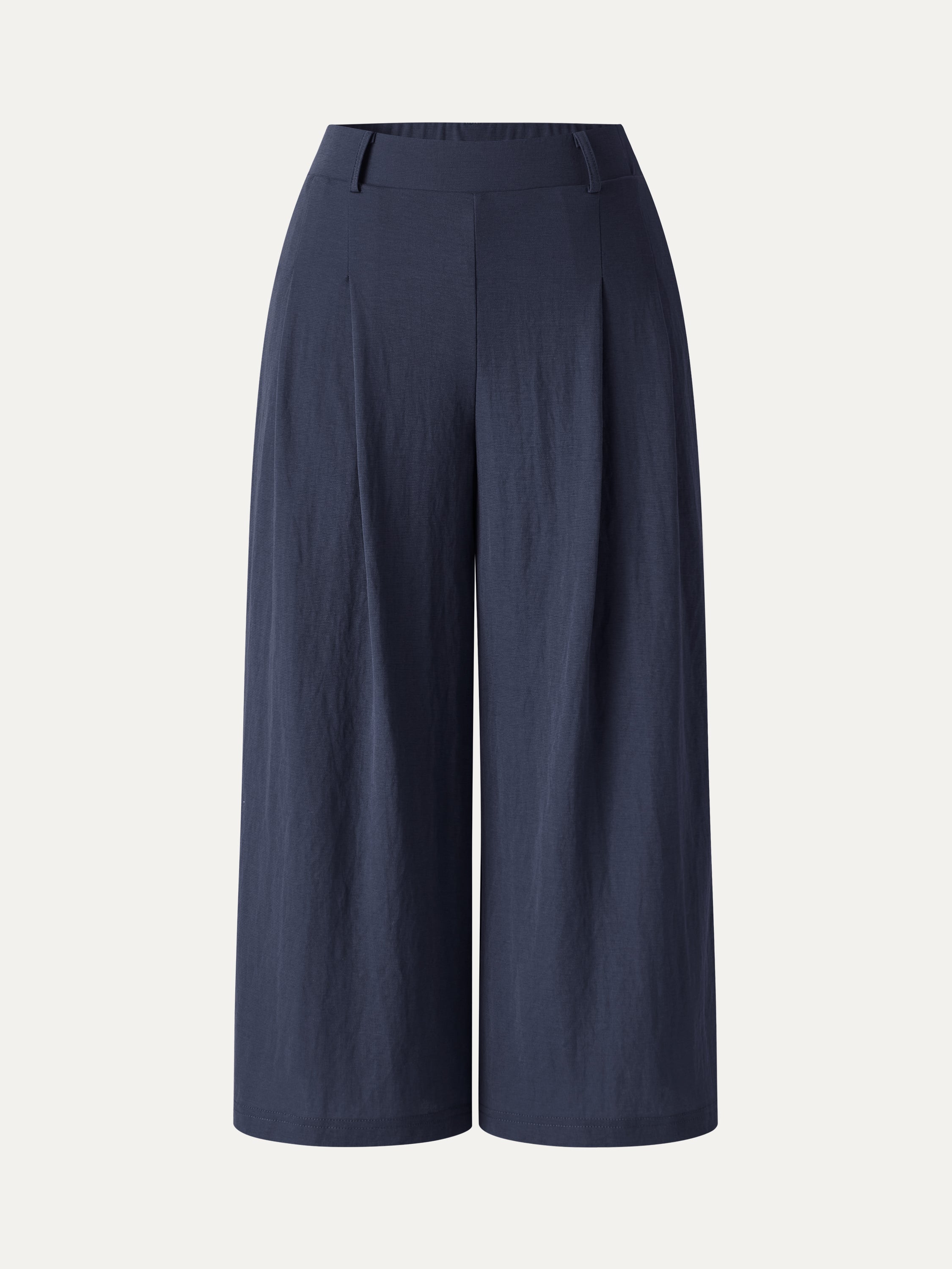 Wrinkle-Resistant Linen-Like Cropped Wide Leg Pants