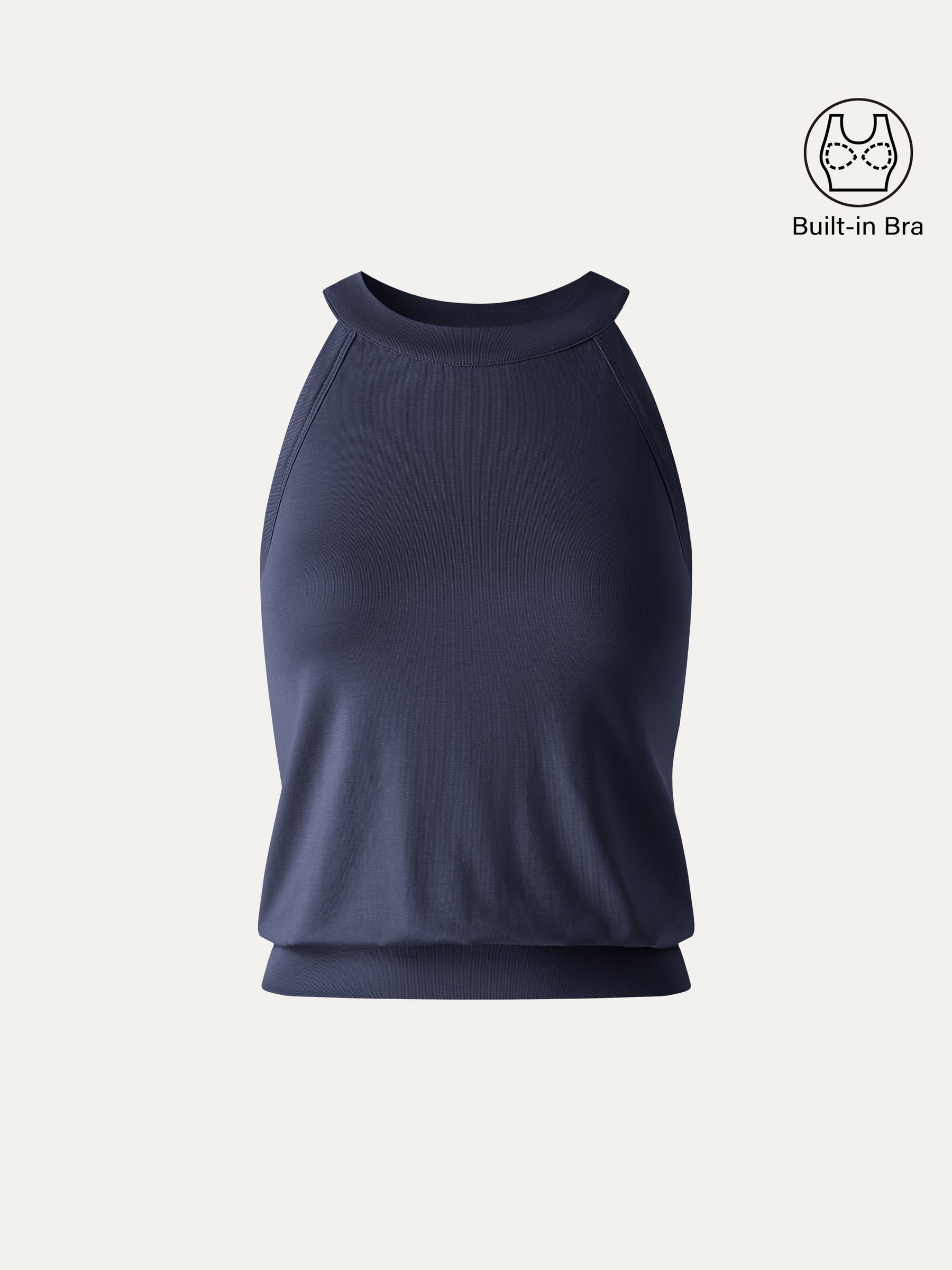 Halter Neck Banded Hem Bra Tank