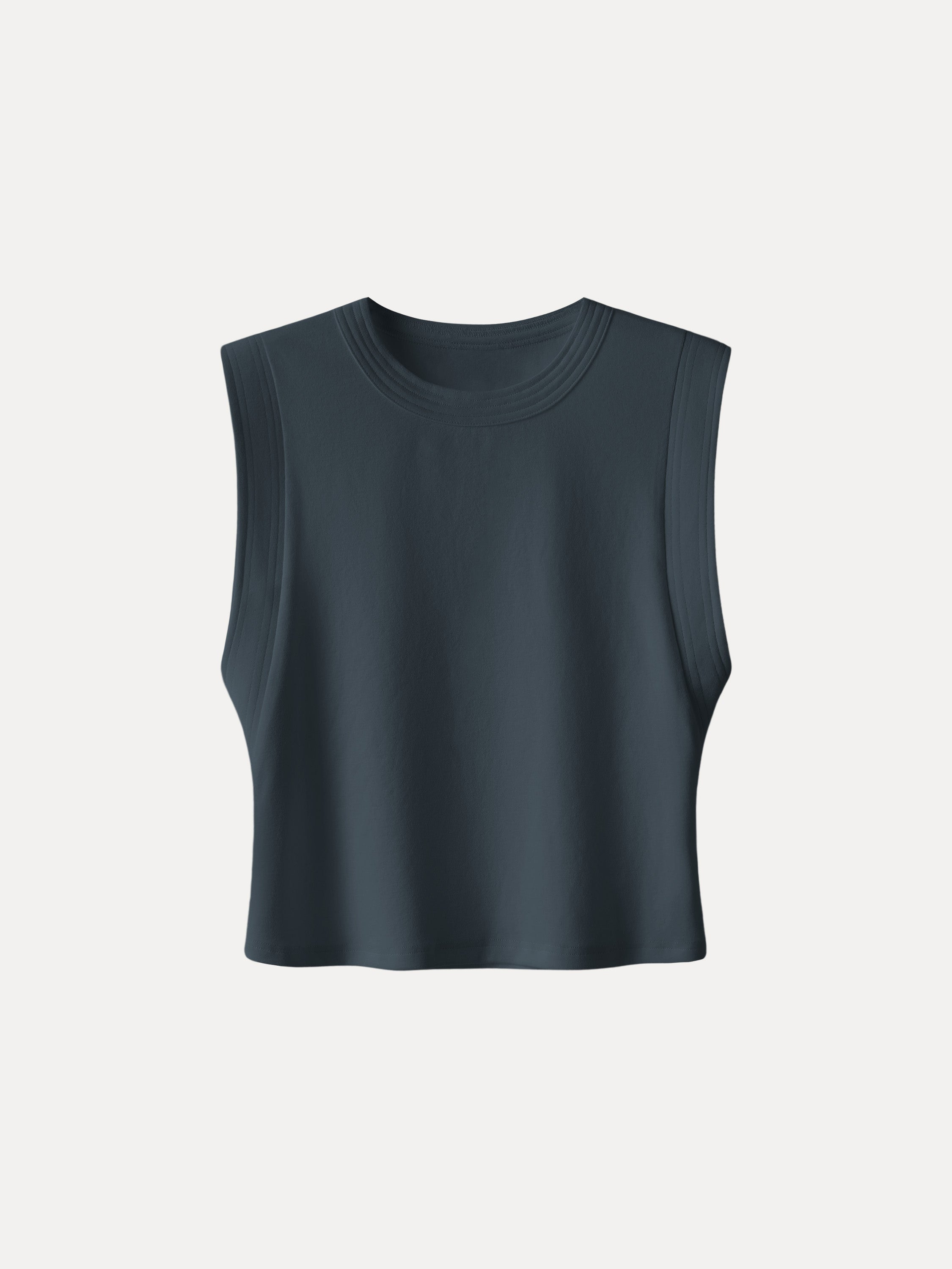 Soft Cotton Lyocell Cropped Wide Shoulder Tank