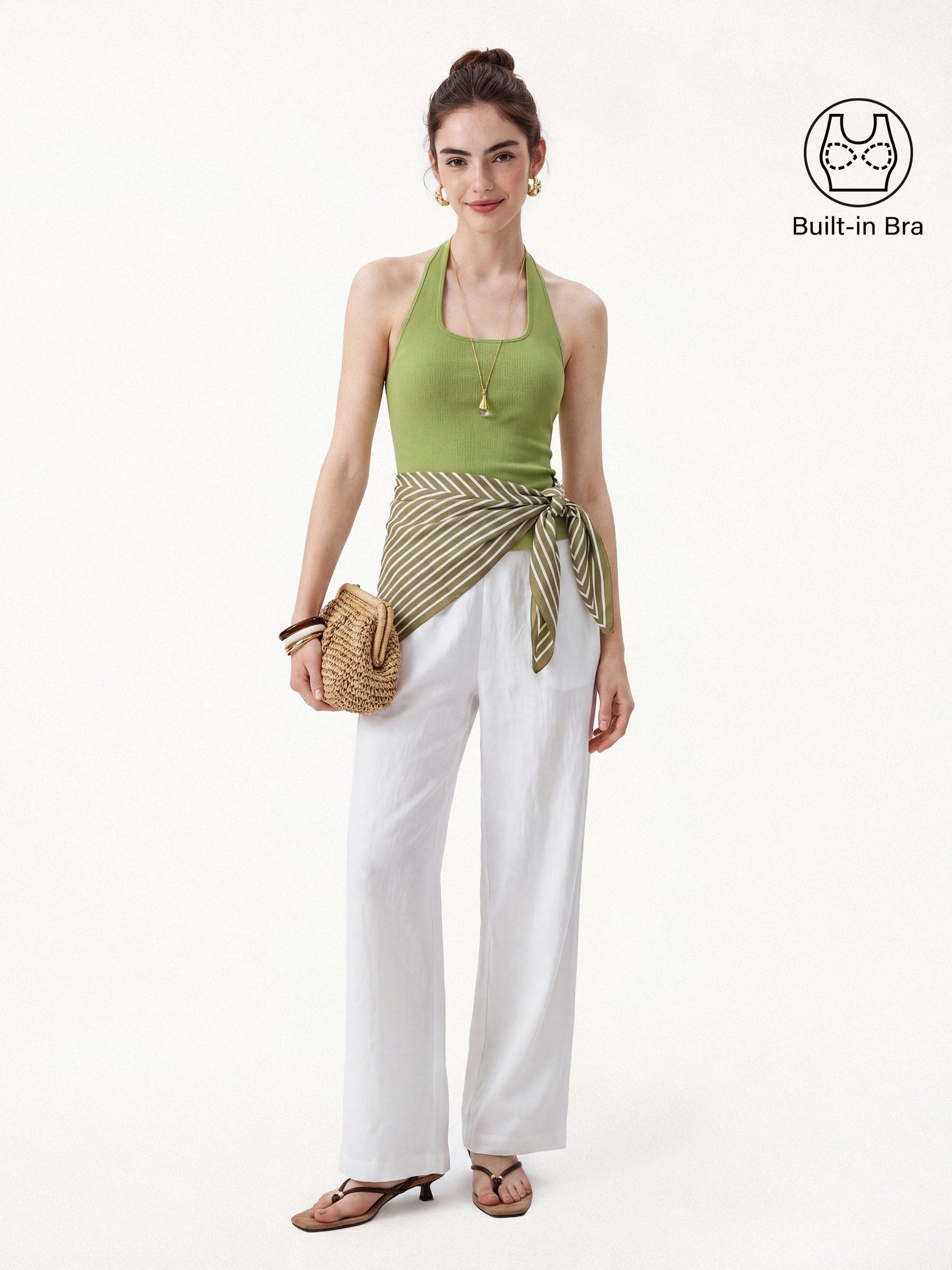 Cotton Square Halter Neck Bra Tank