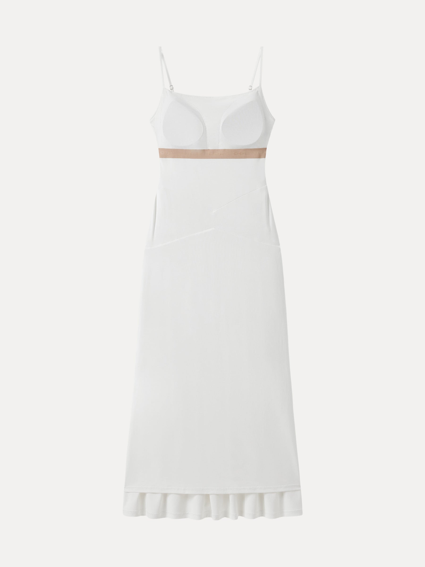 Not-See-Thru Spaghetti Gathered Maxi Bra Dress