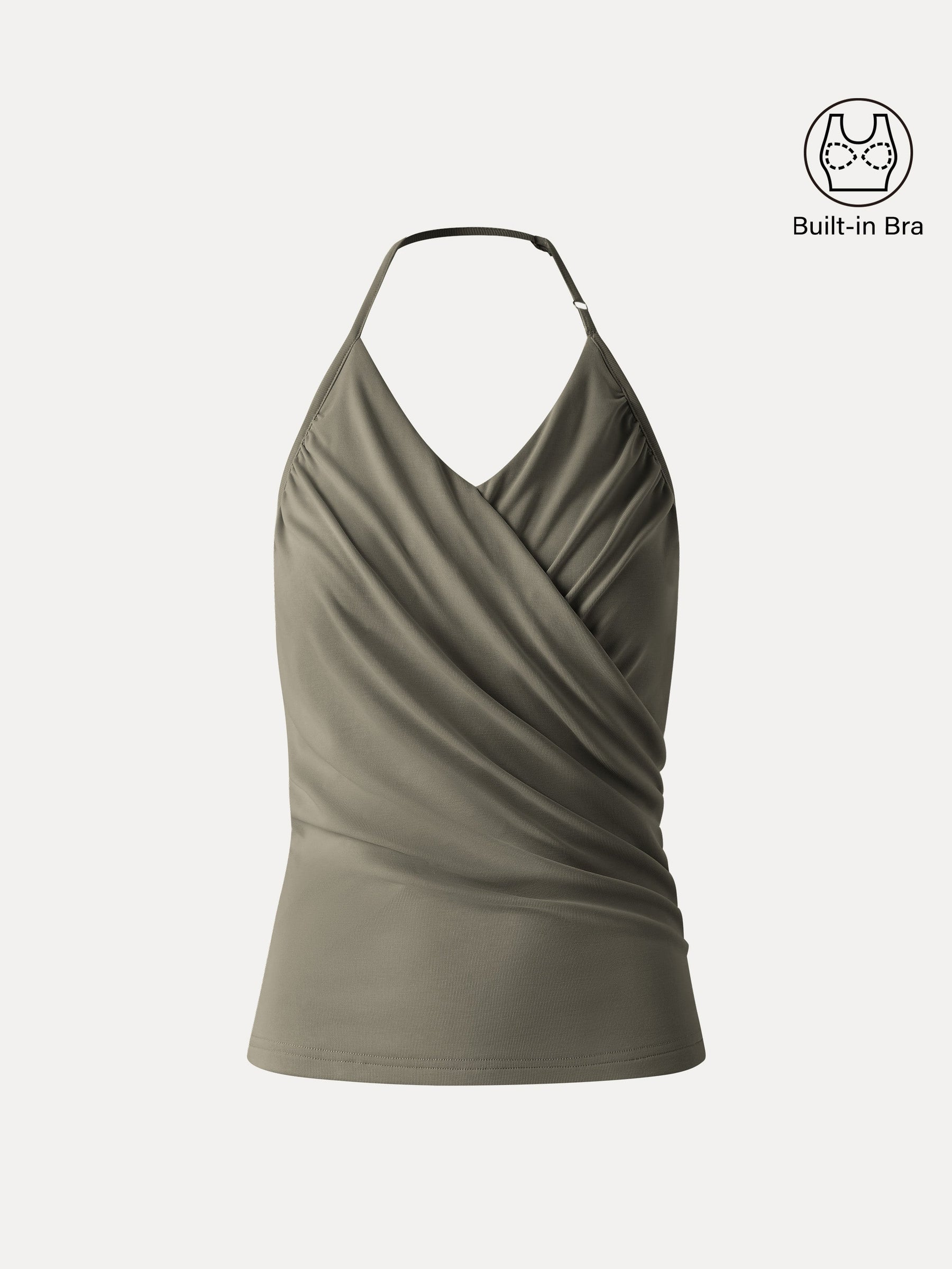 Modal Halter Neck Surplice Ruched Bandless Bra Top