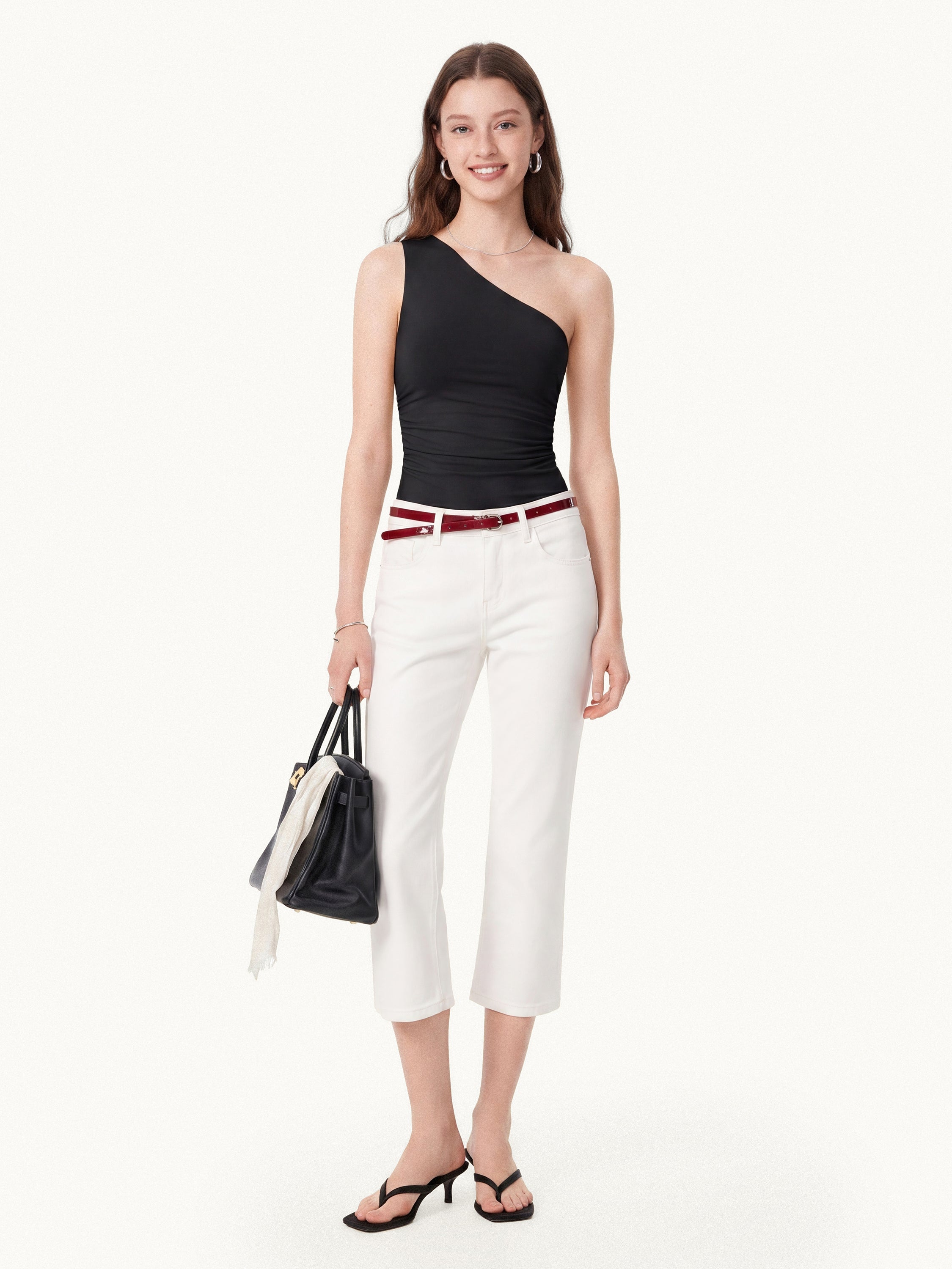 Linen Knit One Shoulder Bra Tank