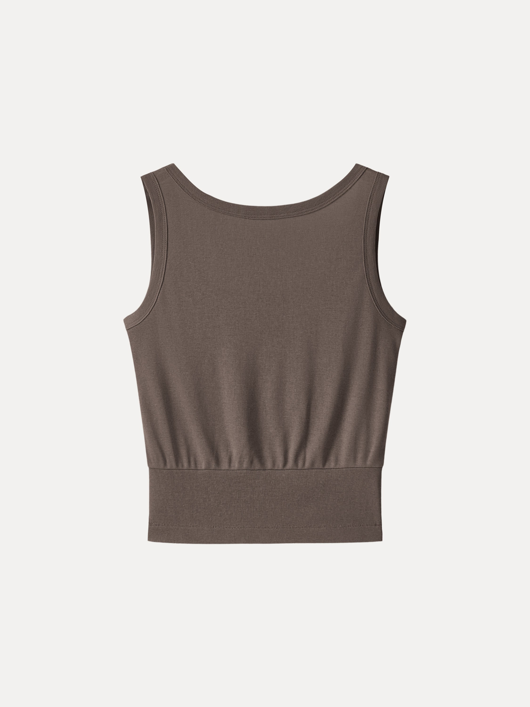 Cotton-Linen Blend Reversible Boatneck Low Back Top