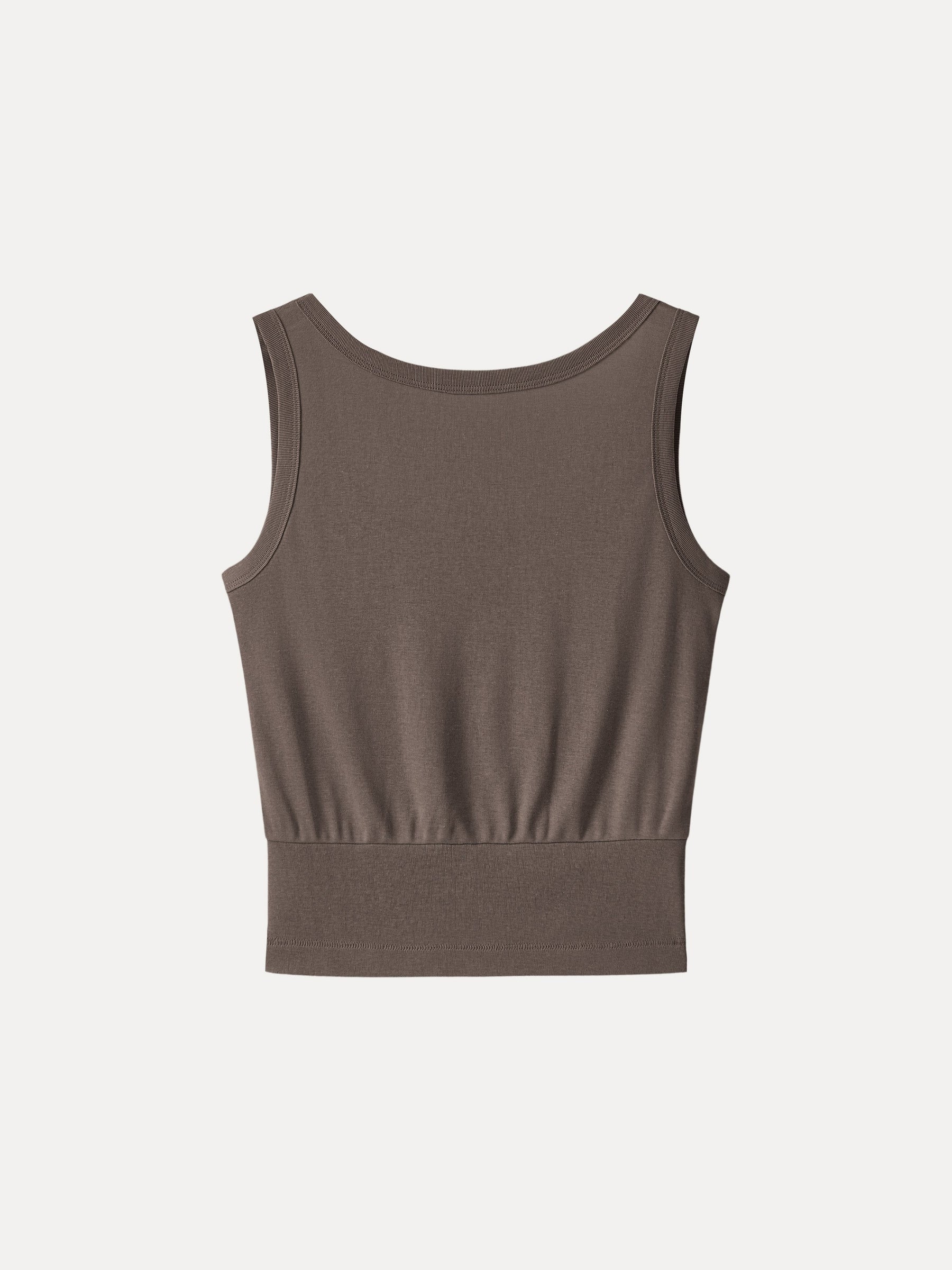 Cotton-Linen Blend Reversible Boatneck Low Back Top