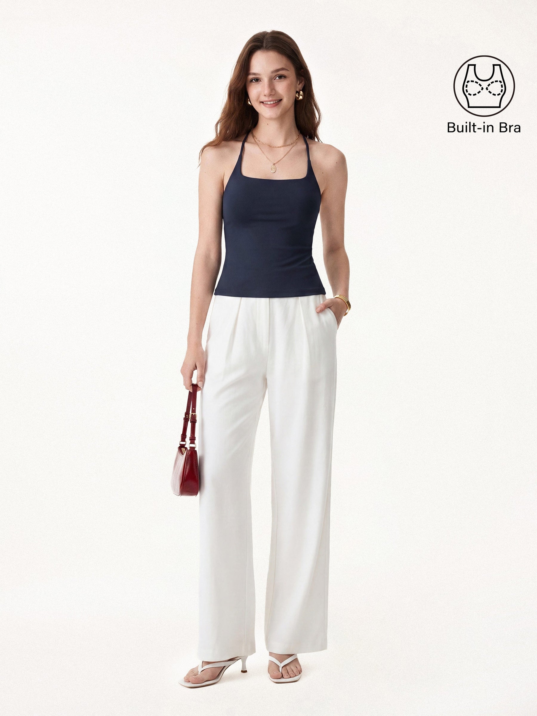 Square Neck Spaghetti Bra Tank