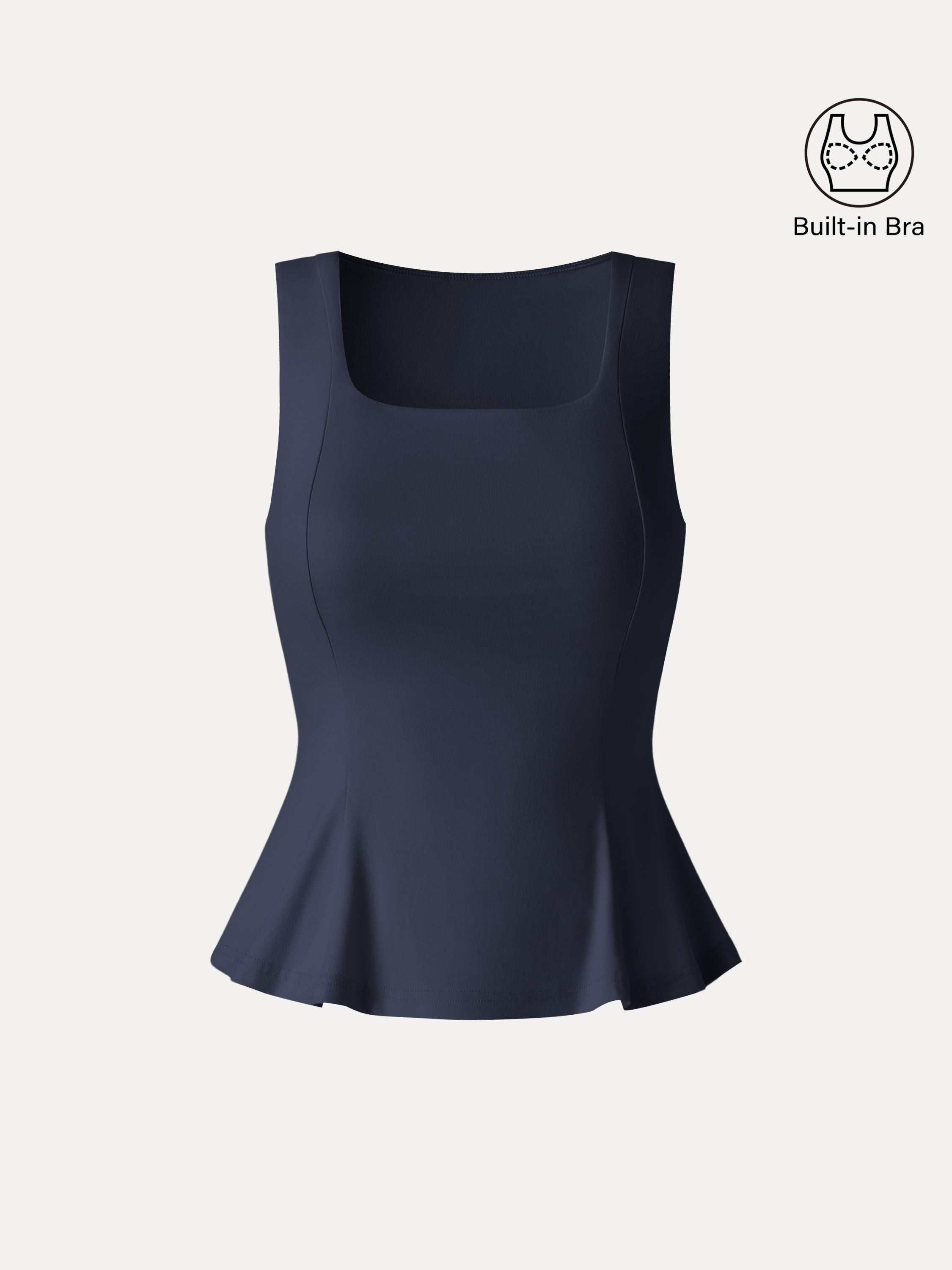Stretch Ponte Square Neck Peplum Bra Top