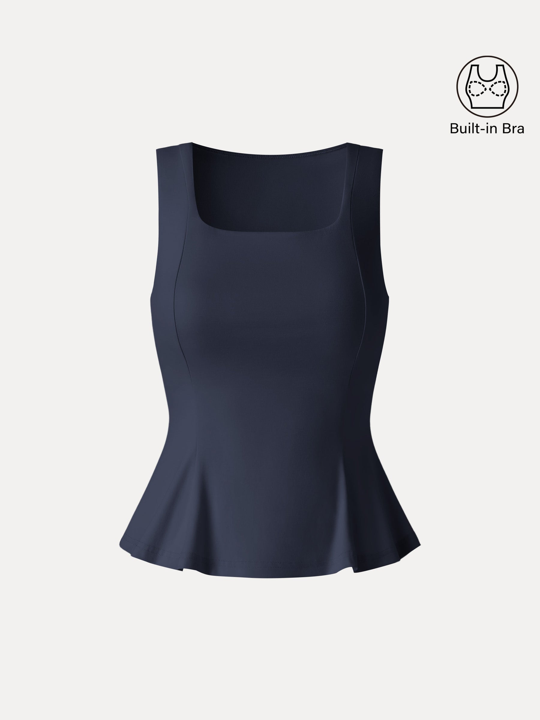 Stretch Ponte Square Neck Peplum Bra Top